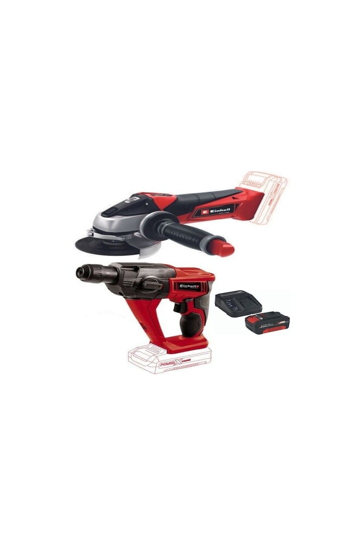 Einhell TE-HD 18'li Akülü Vidalama Delme TE-AG 18/115 Akülü Avuç Taşlama1 x 4.0ah Starter Kit Set