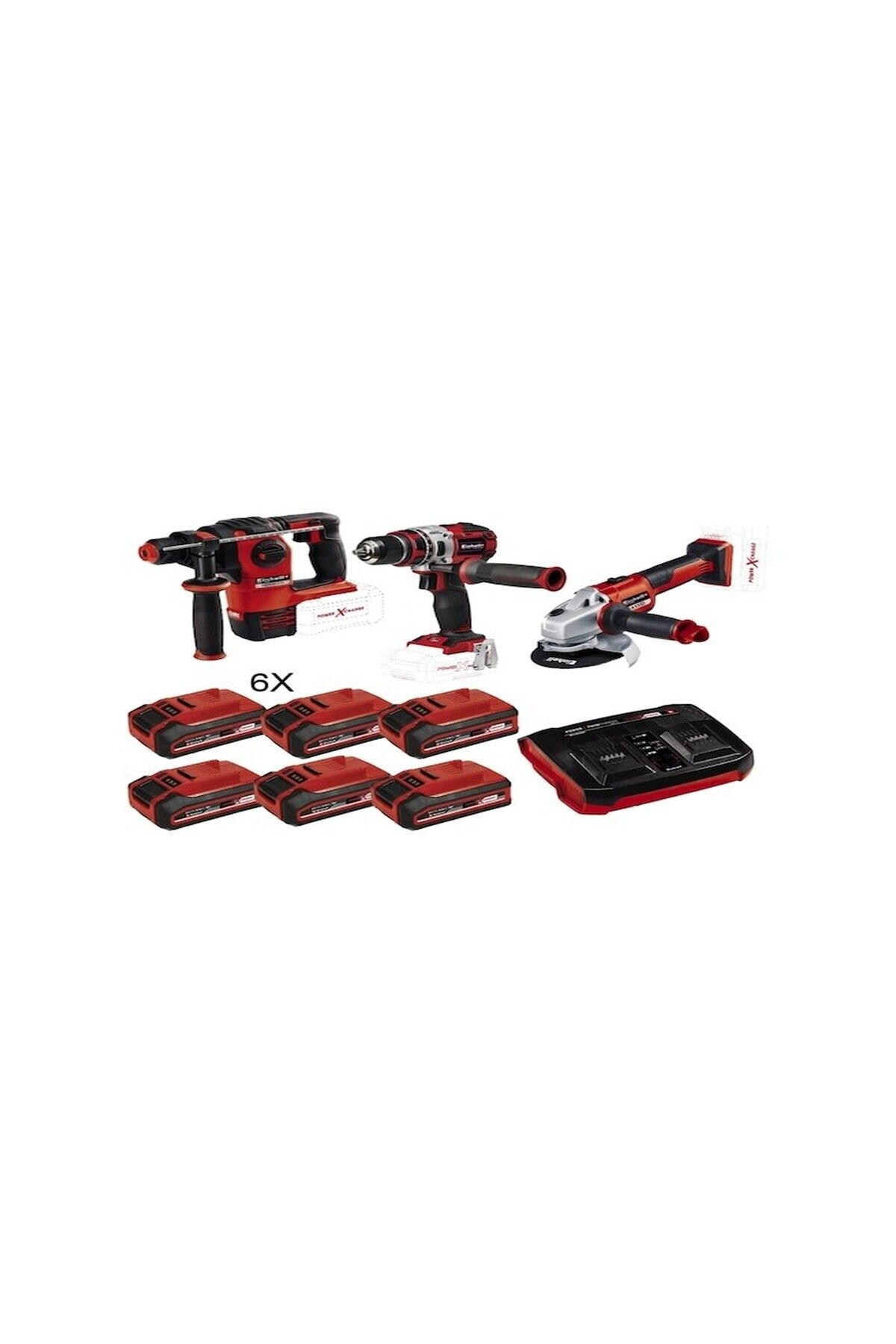 Einhell PLUS2 Matkap Vidalama + Taşlama + Kırıcı Delici + 6 Akülü Set