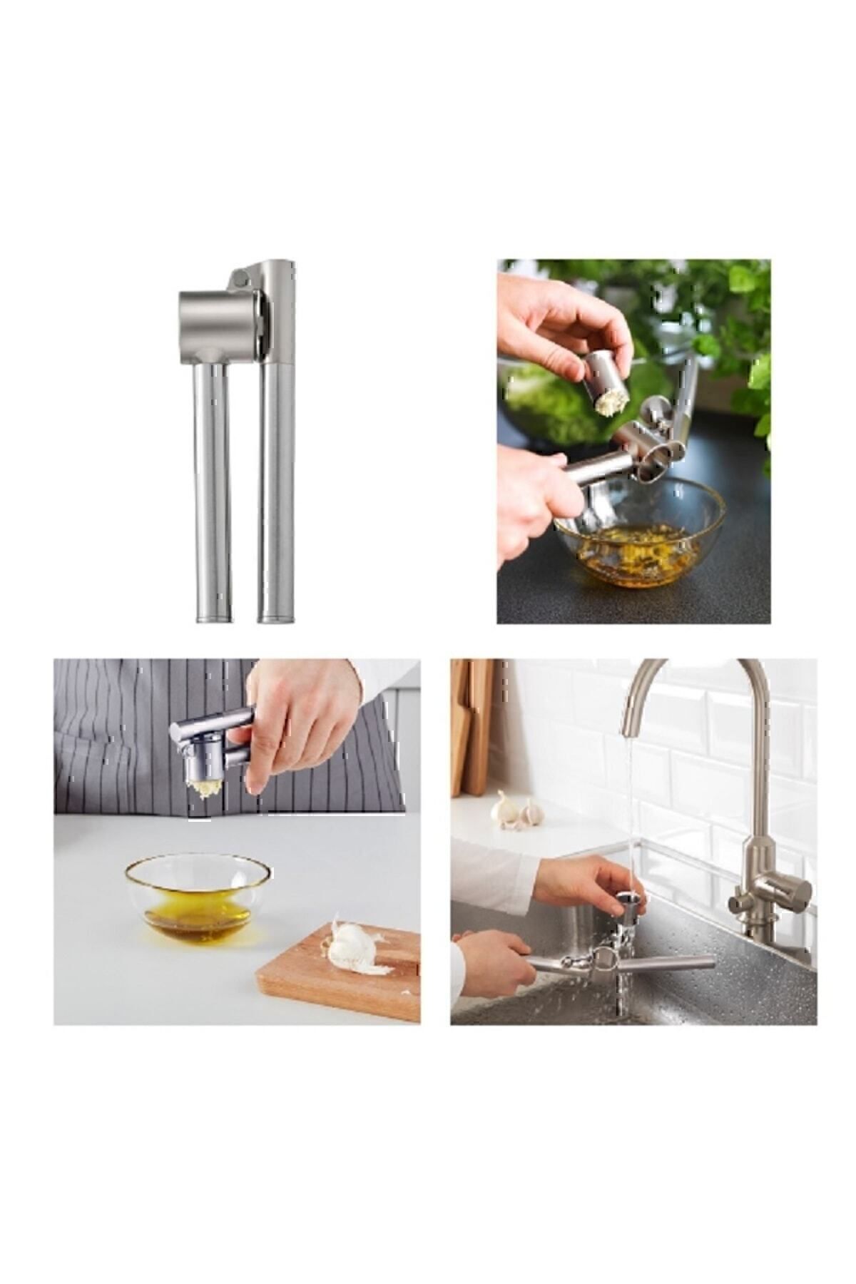 IKEA-Set of 4 - Idealısk Grater Whisk Flour Sieve, Frk Concis Steel Garlic Crusher 5