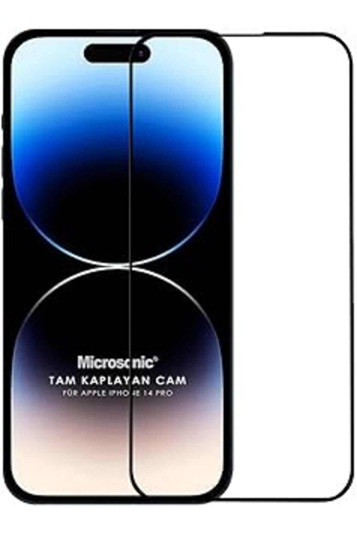 Pazarcan Microsonic Apple Iphone 14 Pro Tam Kaplayan Temperli Cam Ekran Koruyucu Siyah