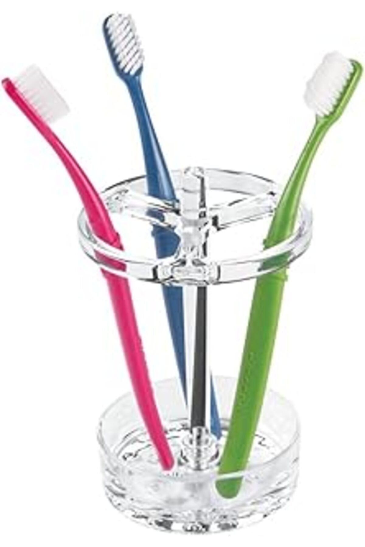Pazarcan Interdesign Idesign-Idesign Diş Farı Tutucu, Plastikten Yapılmış Büyük Diş Suyu Tutucu, 3 Diş Fırça