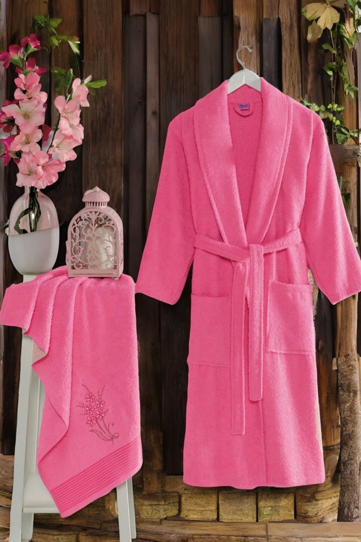 ROKO VİLLA-Alya 2-Piece Bathrobe Set with Head Towel 1