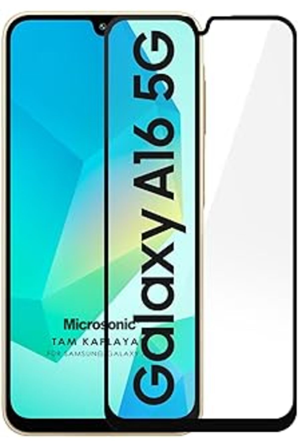 Pazarcan Microsonic Samsung Galaxy A16 Tam Kaplayan Temperli Cam Ekran Koruyucu Siyah