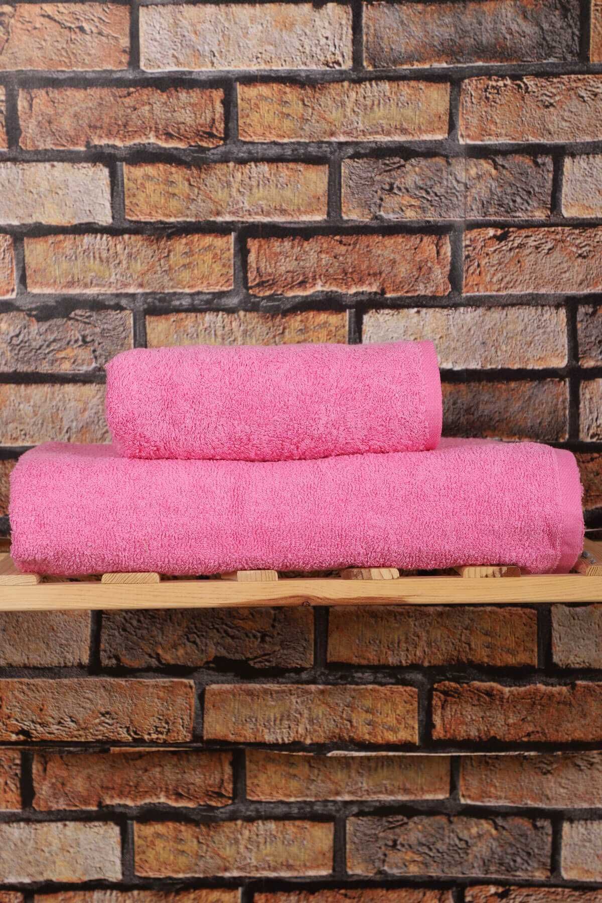 CPU ELEKTRONİK-Pink Soft Luxury Bath Towel Set - 2 Pieces 100% Cotton 1