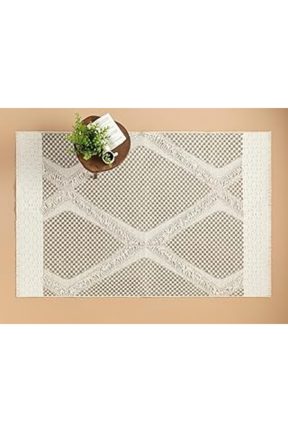 nazeninstoğu English Home Hanna Saçaklı Kilim 160X230 Cm Krem - Taş