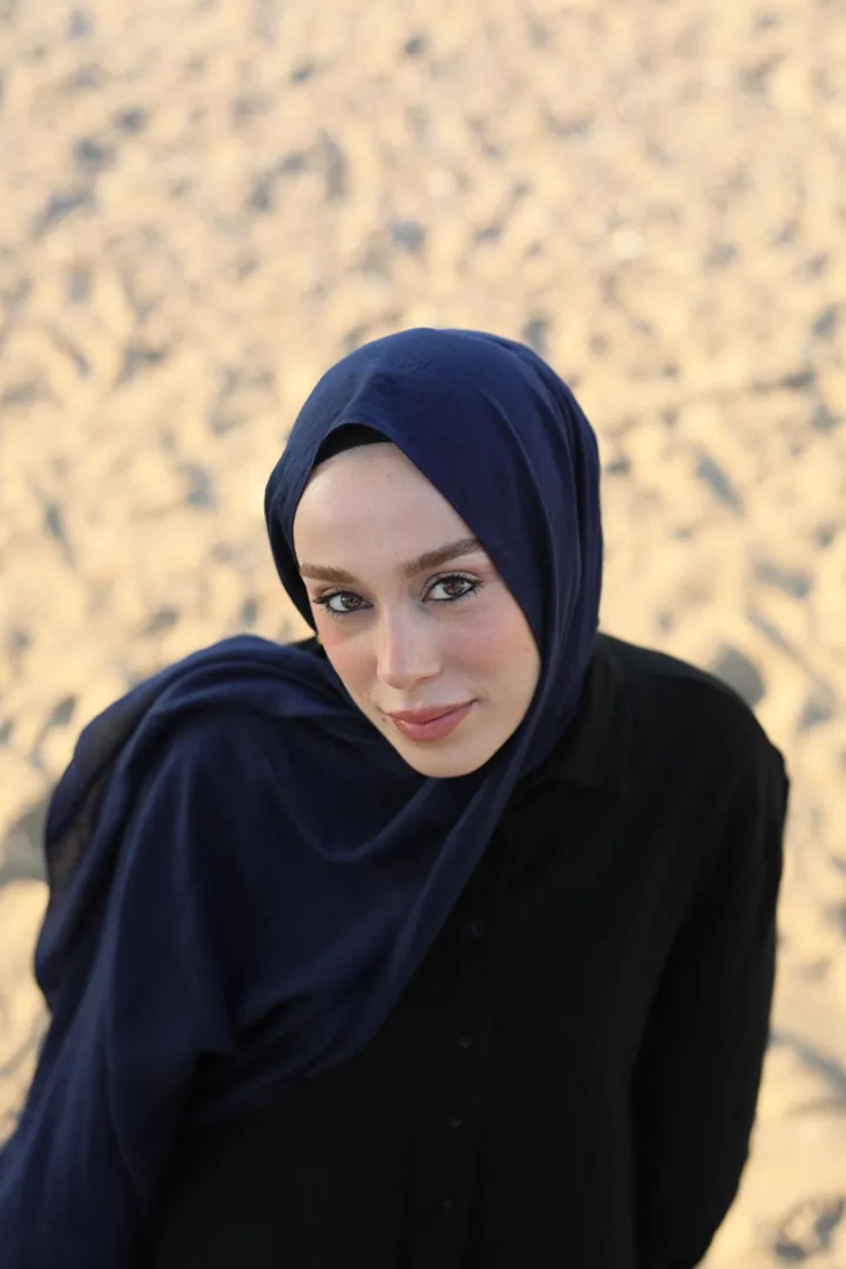 Modakaşmir-Neo Cotton Shawl Navy Blue 5