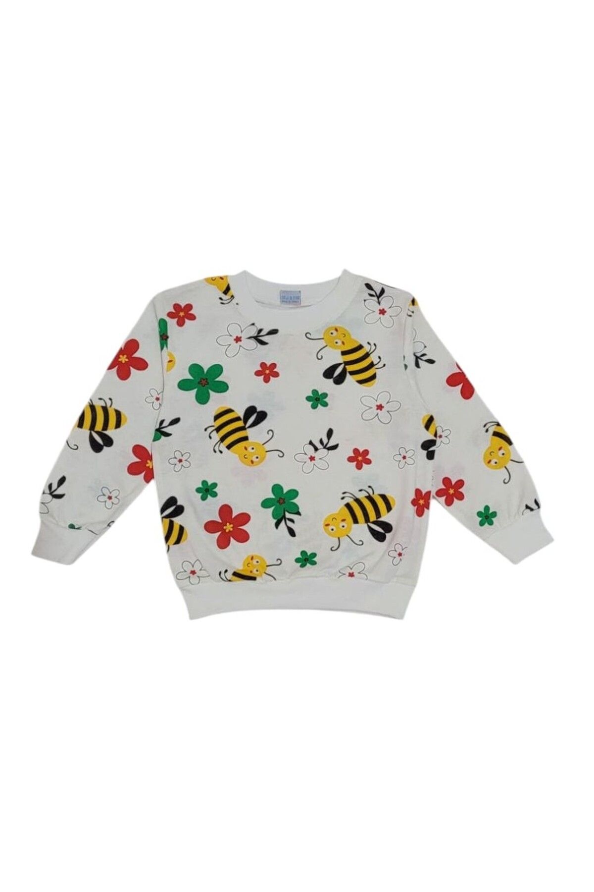 demir kids-Girl's Bee and Flower Printed Seasonal Cotton Ecru Pajama Set 2