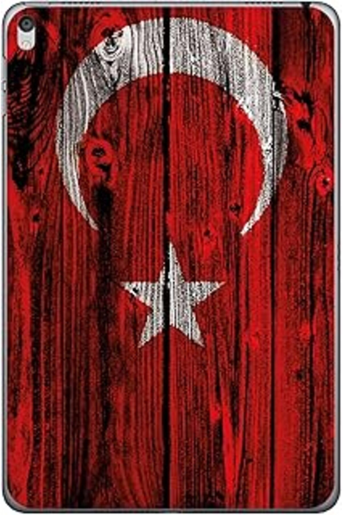 Mu Art Gogo Accessories 8 Inç Samsung Galaxy Tab Ile Uyumlu A T290/295/297 Türk Bayrağı Ahşap Baskılı Sili