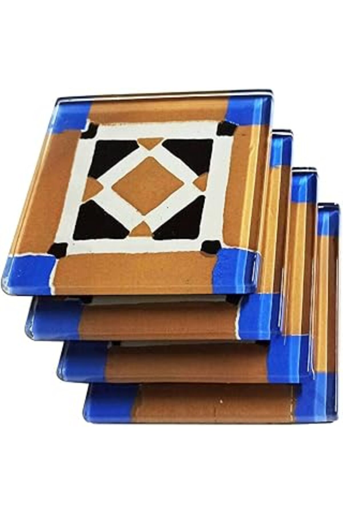 Hepta Collection Cam Bardak Altlığı Desenli 4'Lü Set