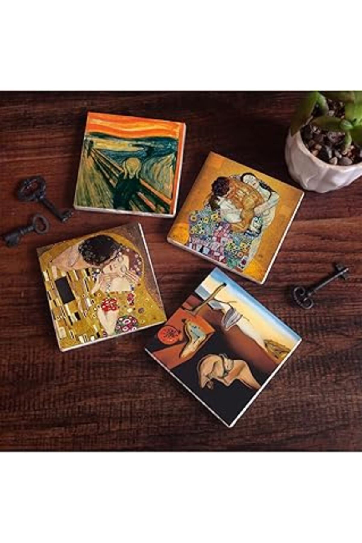 Pazarcan Pinecone Salvador Dalí Belleğin Azmi, Çığlık, Gustav Klimt Aile Kucaklama, Öpücük Taş Bardak Altlığ