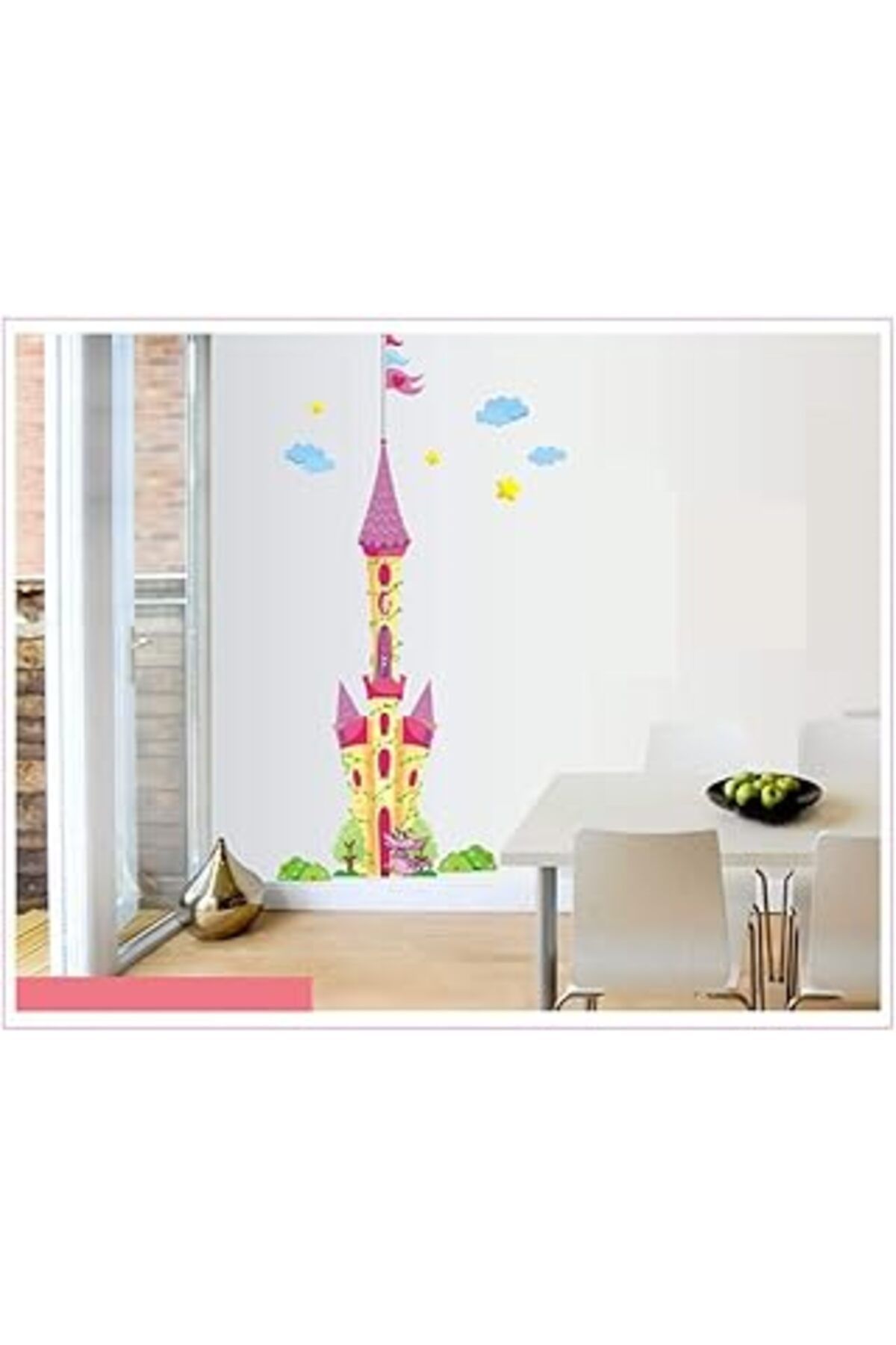 Mu Art Kappier Pembe Princess Castle With Dragon Peel & Stick Removable Wall Çıkartmaları By Kappier