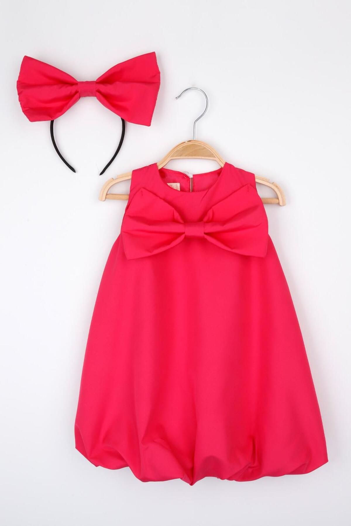 Le Mabelle-Fuchsia Bow Detailed Girl's Balloon Dress - Lolita 3