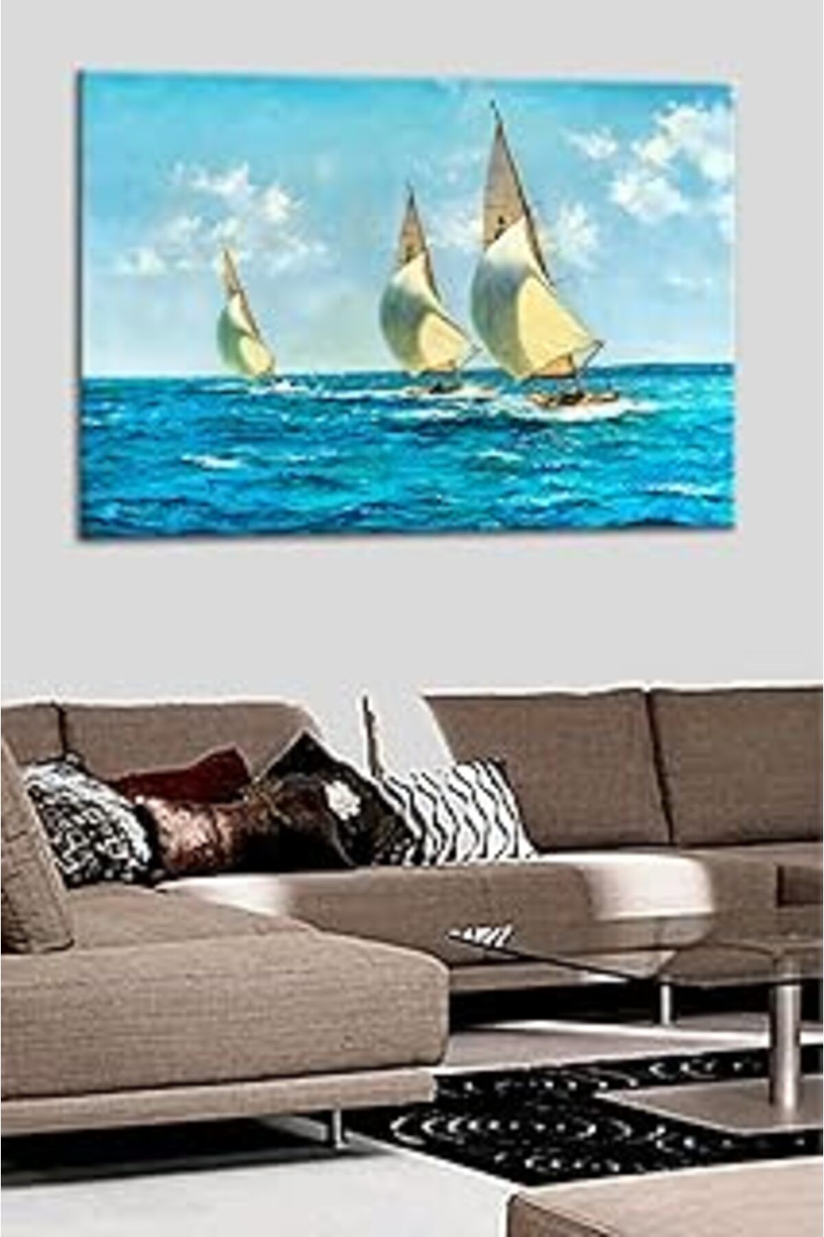 Pazarcan Talya Tablo Yaşadığınız Seçkin Mekanlar Için Çok Özel Yelkenli Gemi Deniz 50X35 No-5188
