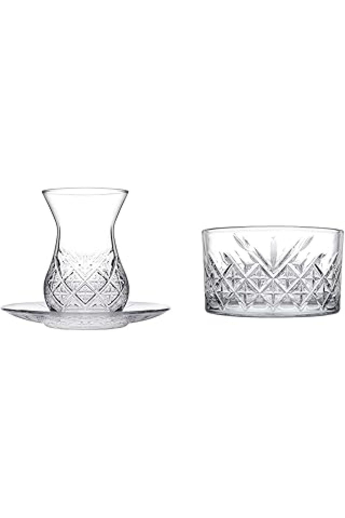 Mu Art Paşabahçe Timeless Çay Tk Dam Ve Timeless Çerezlik Kase, 4 Parça, Şeffaf, 255 Cc