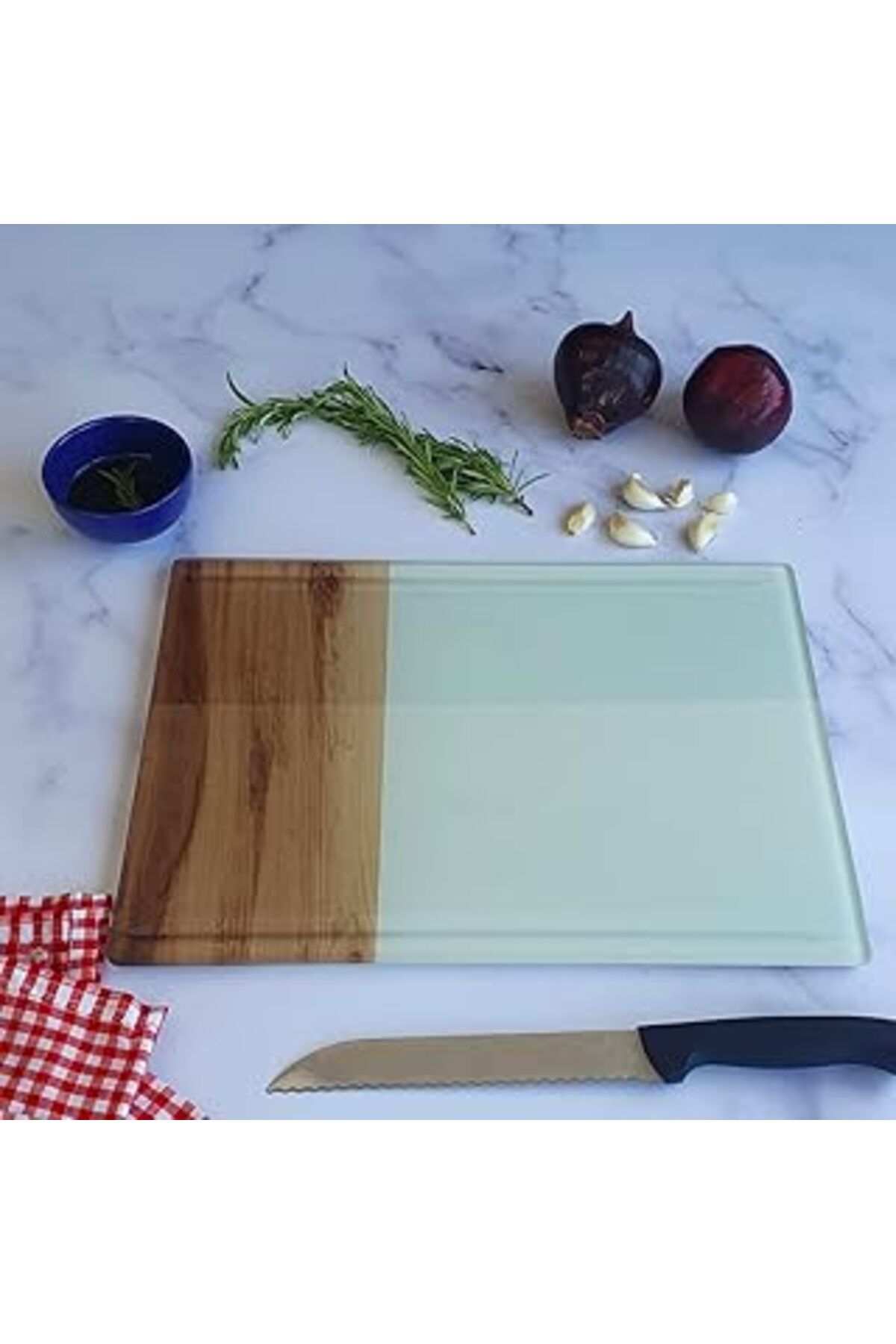 robotrend Decorita Kanallı Cam Kesme Tahtası - Cam Kesme Tablası | (Kenari Ahşap Desen, 25Cm X 35Cm)