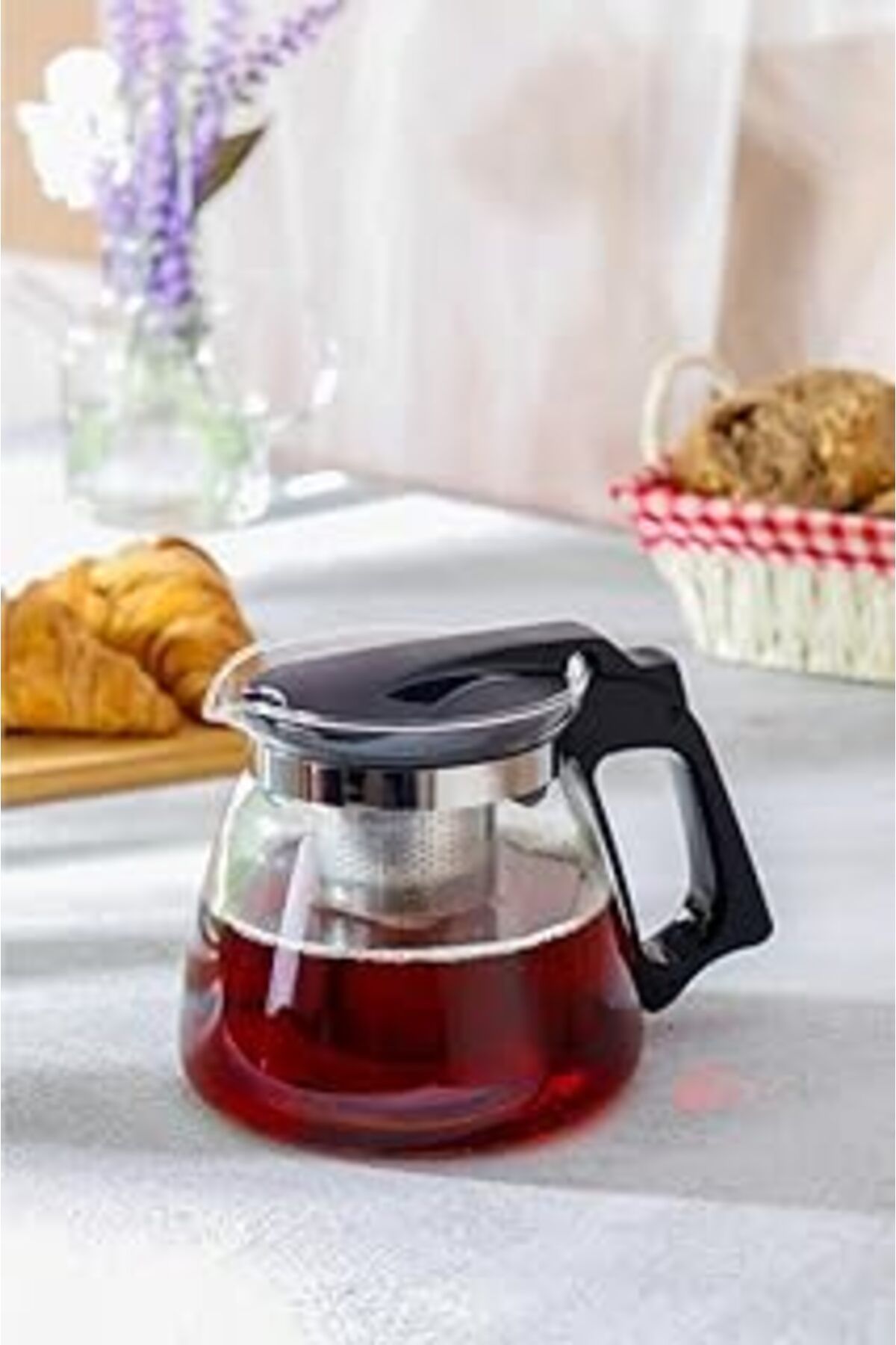karadağsb Orret Home Isıya Dayanıklı Borosilikat Cam Demlik, Kendinden Süzgeçli, Şık Tasarım (900 Ml)