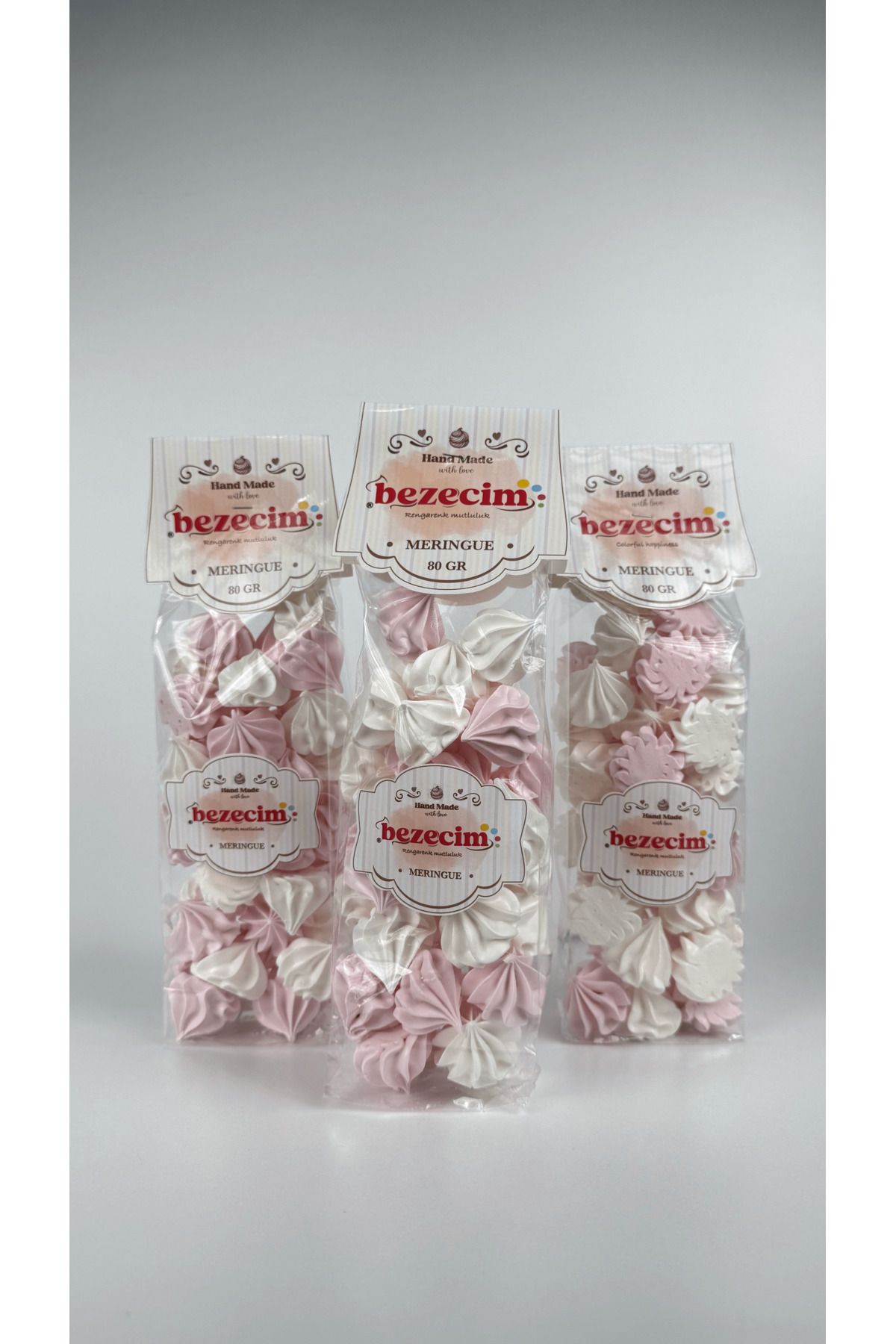 BEZE El Yapımı Beyaz- Pembe Beze 80gr x 3 adet