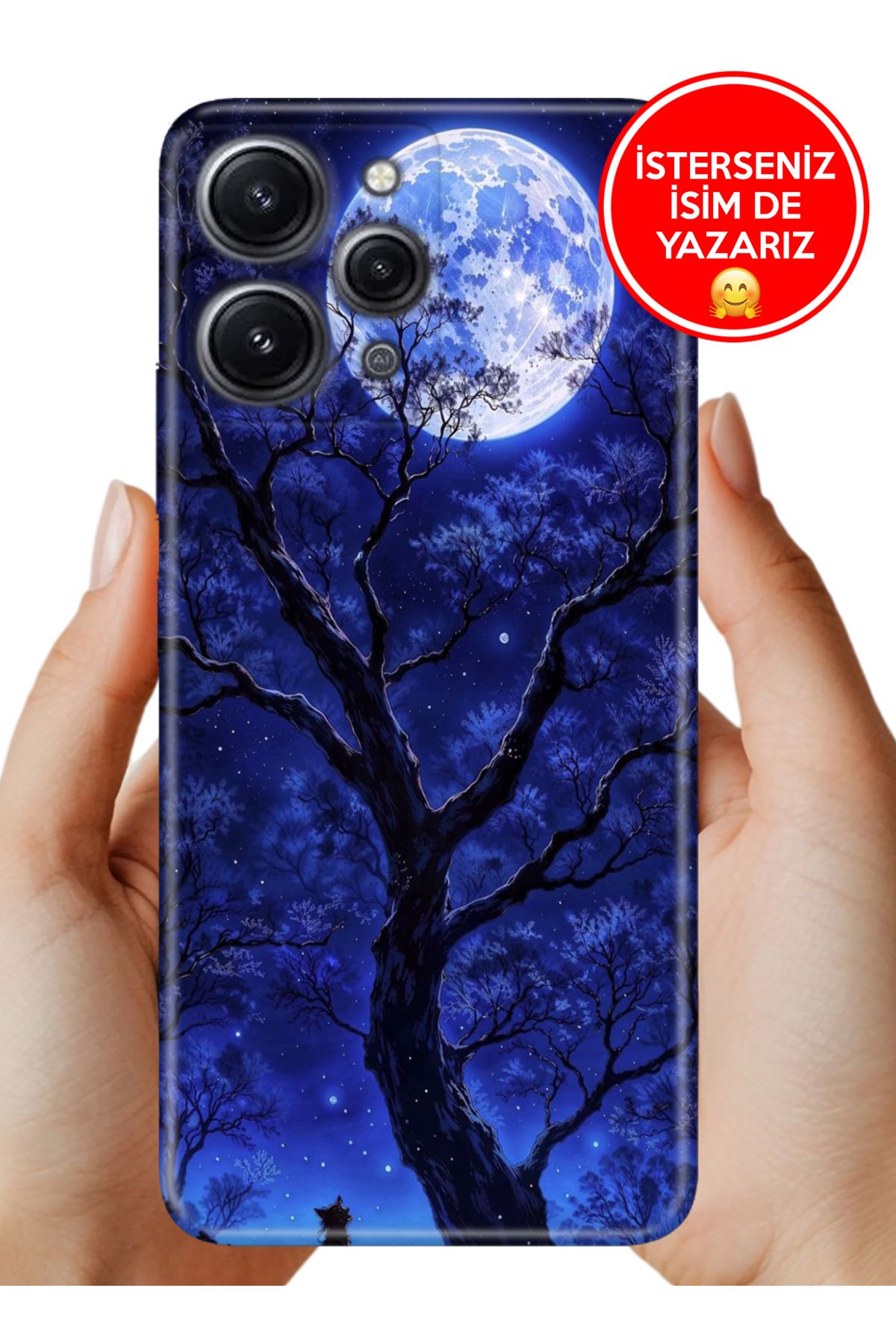 Cekuonline Xiaomi Redmi 12 Kılıf Kamera Korumalı Full Desen Arka Silikon Korkutan Dolunay