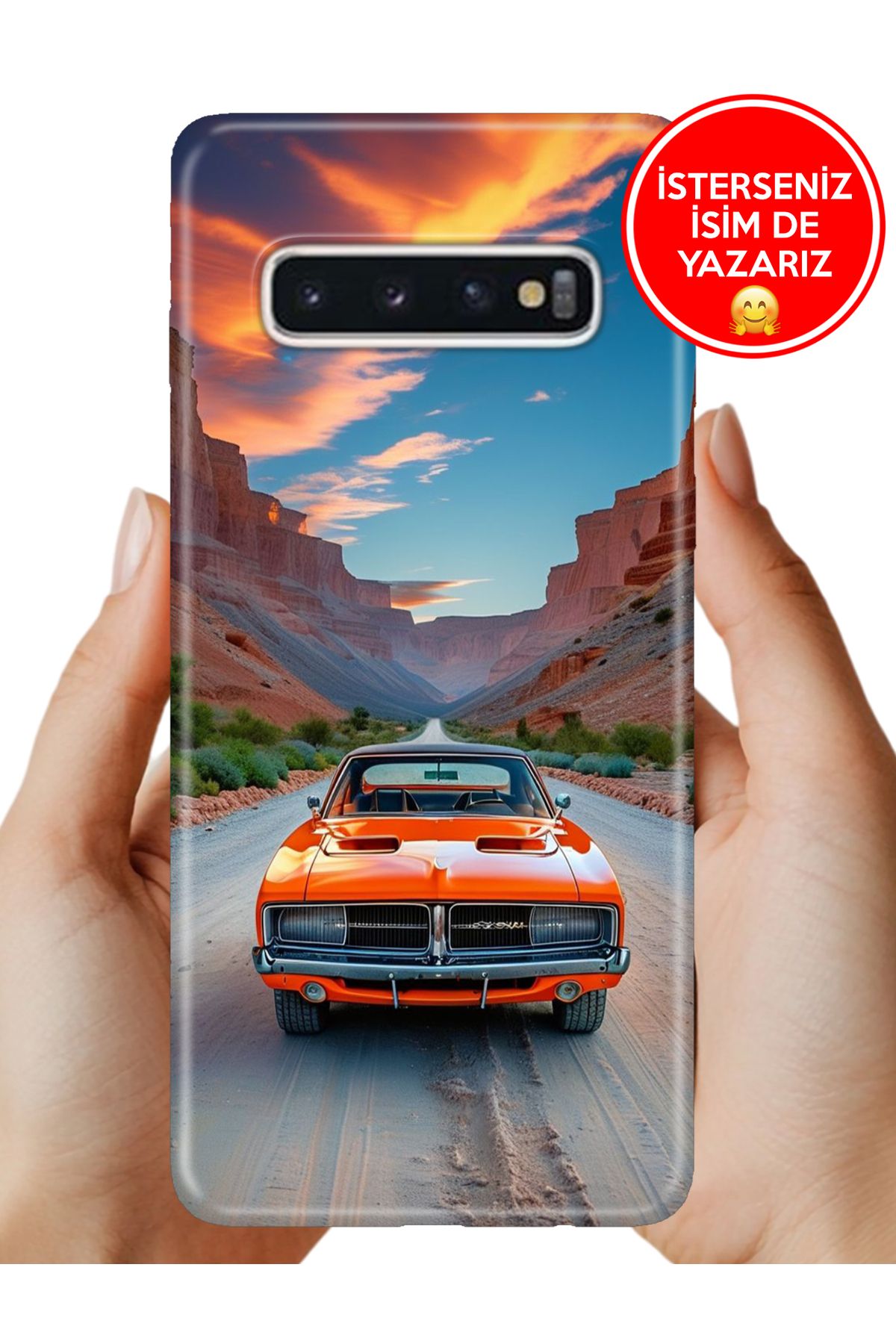 Cekuonline Samsung Galaxy S10+ Plus Kılıf Telefon Kılıfı Tasarım Kapak Vintage Car
