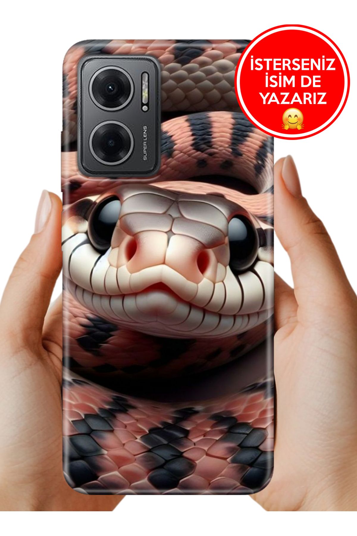 Cekuonline Redmi Note 11E Kılıf Tam Rubber Esnek Silikon Full Koruma Snake Wall