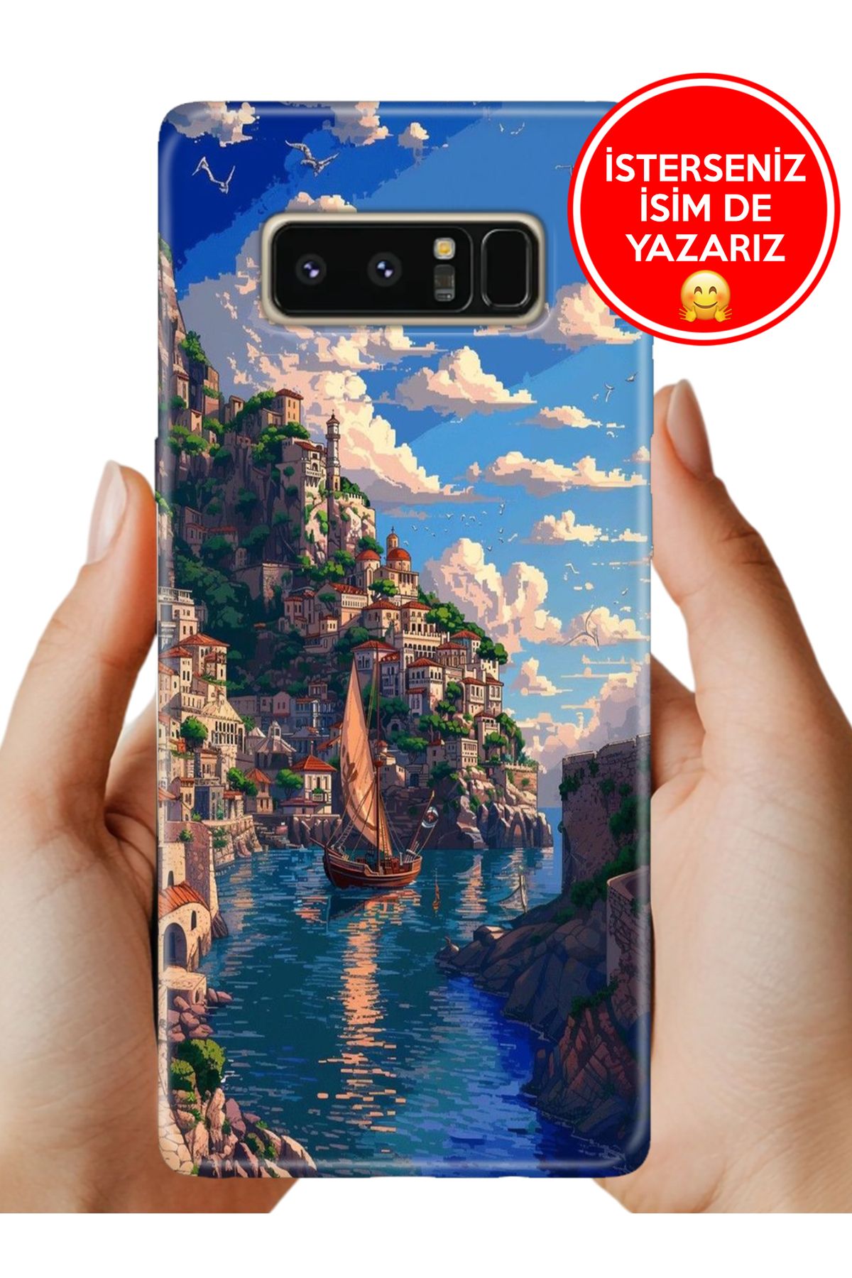 Cekuonline Galaxy Note 8 Kılıf UvBaskı Özel-Tasarım Silikon Amalfi