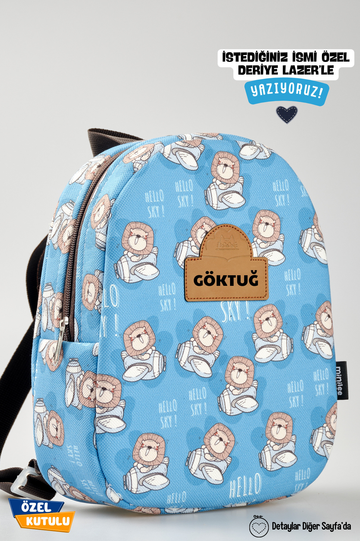 Minilee  KİŞİYE ÖZEL İSİMLİ - Hello Sky 0-8 Yaş - Kreş, Anaokulu Çocuk Sırt Çantası - Görsel 3