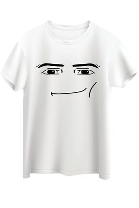 donamod Roblox Face Man Tişört Beyaz Unisex Tshirt