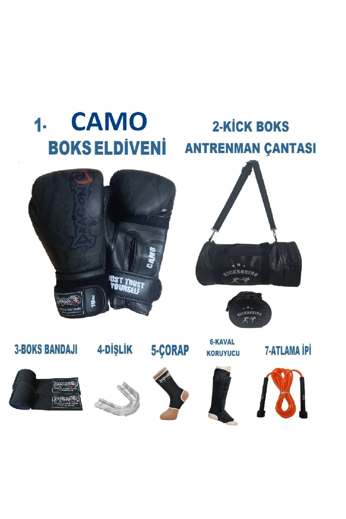 Dragondo Kick Boks Gloves Sporcu Çantalı antrenman Seti, Dragon Camo  Boks Eldiveni tamset çantalı Gifttoom,