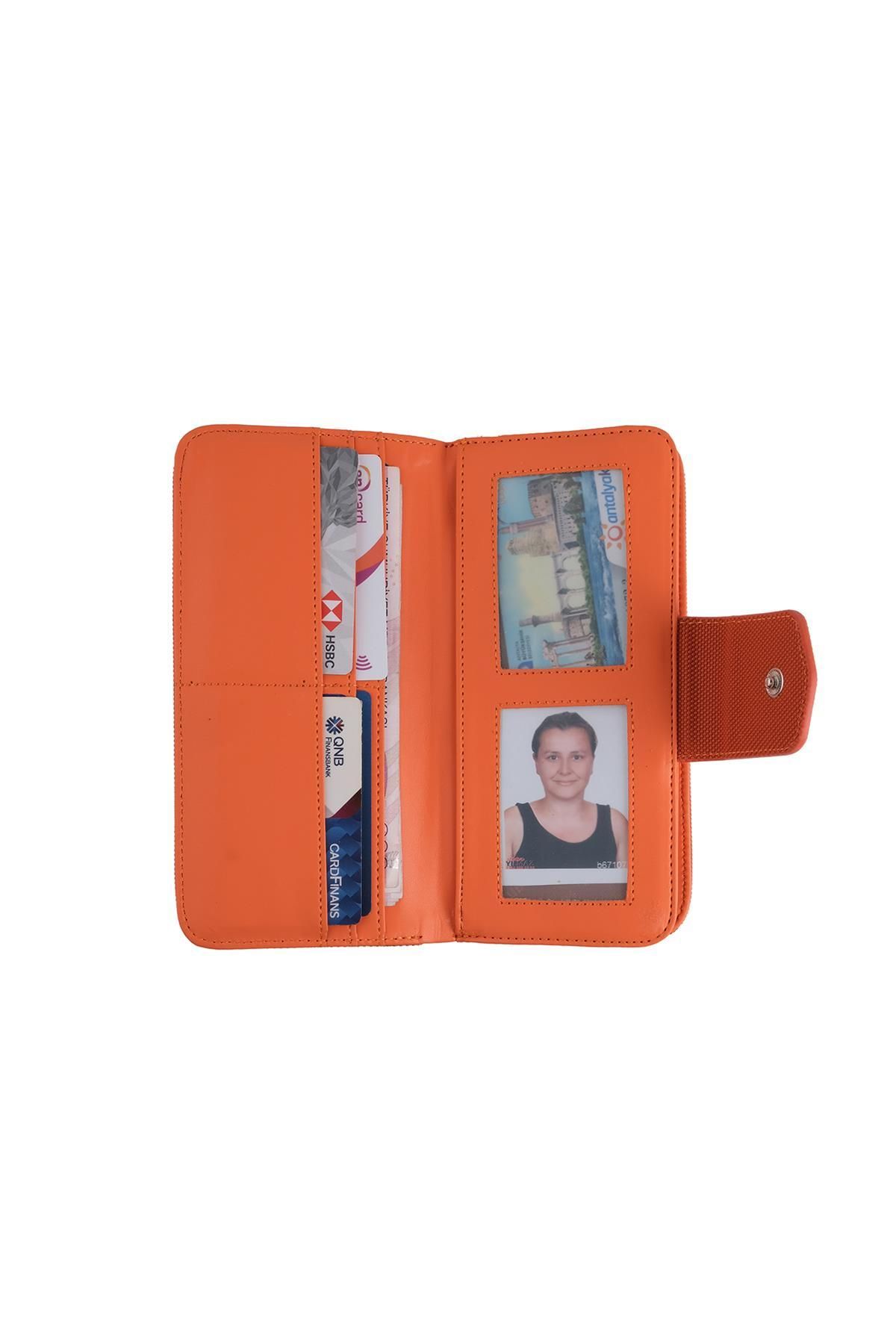 Bagacar-Orange Zippered Rectangular Large Size Women's Wallet 5