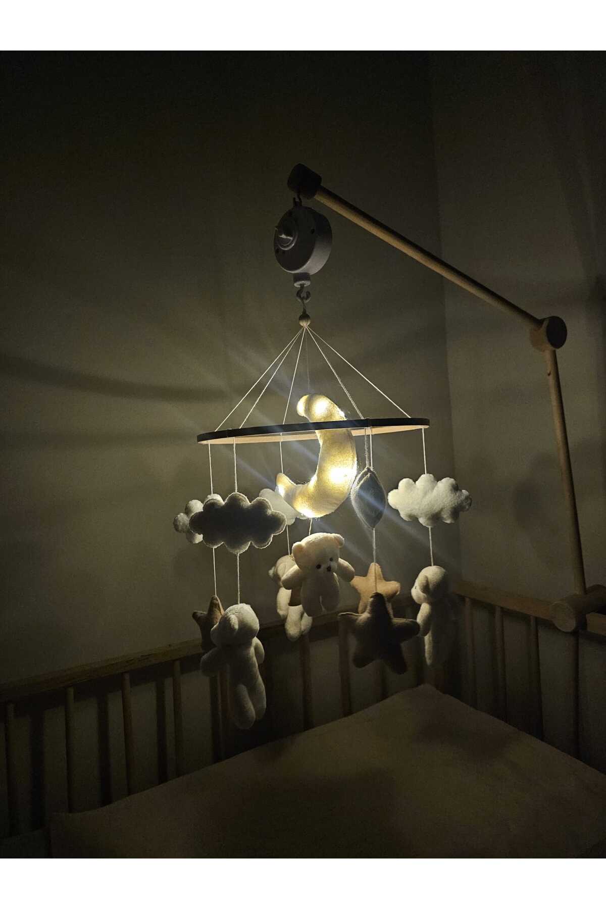 fn Işıklı Bebek Beşik Dönencesi Bebek Odası Dekorasyonu Montessori Oyuncak fotoğrafı 3 (önizleme)