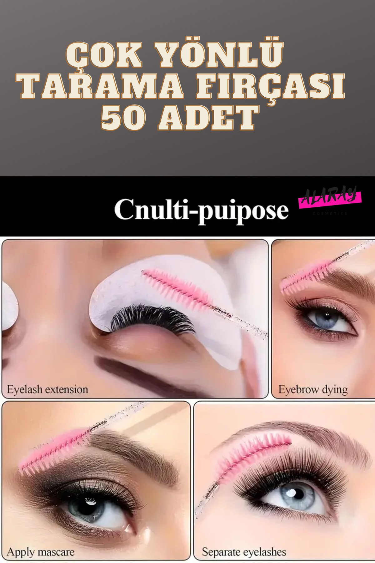 100 ADET 360 DERECE KIVRILABILEN ELASTIK KAŞ KİRPİK TARAMA FIRÇASI — 100 TARAMA FIRÇASI — تصویر 5 از 6