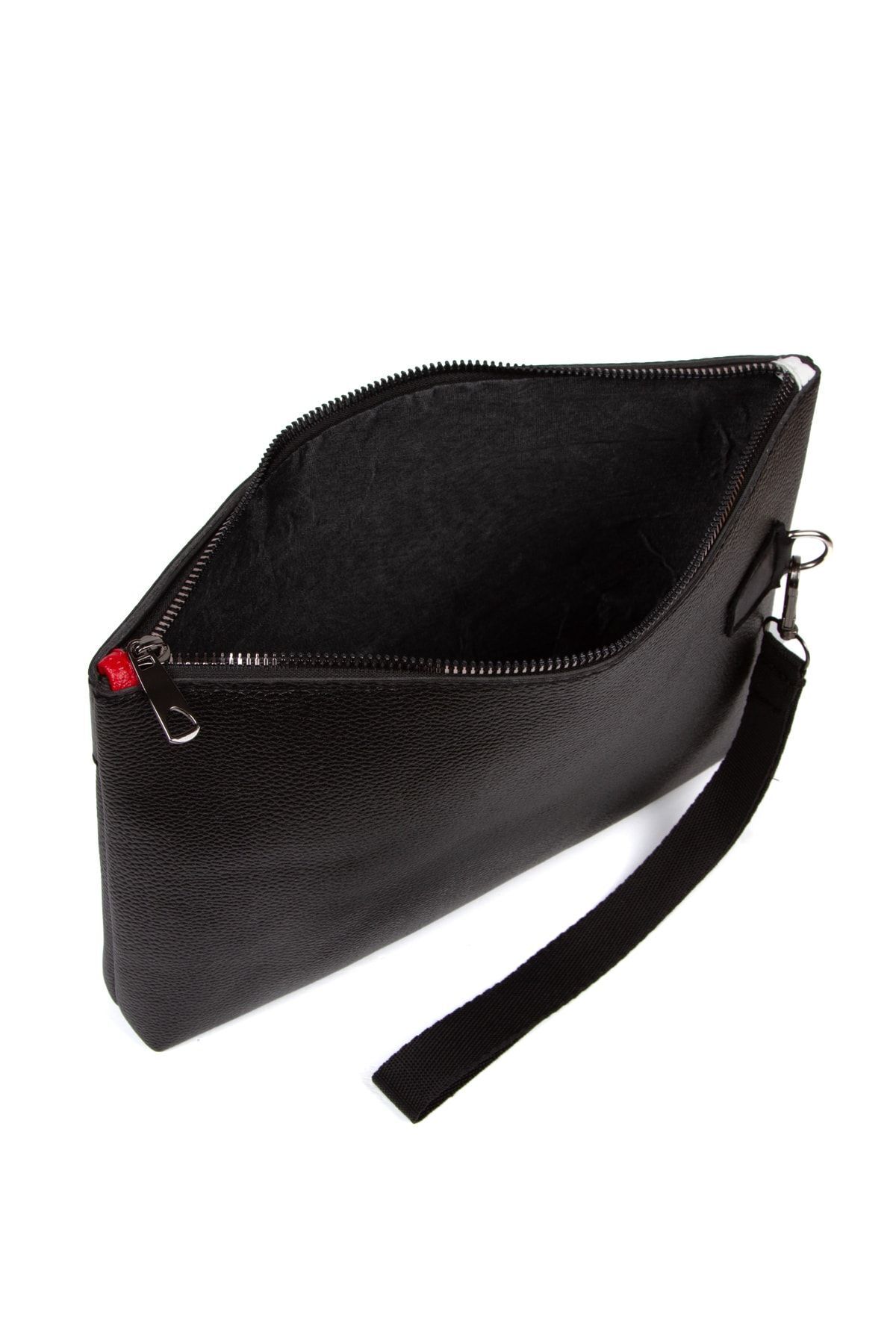 CERFF LEATHER CLUP Vegan Deri El Çantası Siyah Bilek Askılı Çanta görsel 8