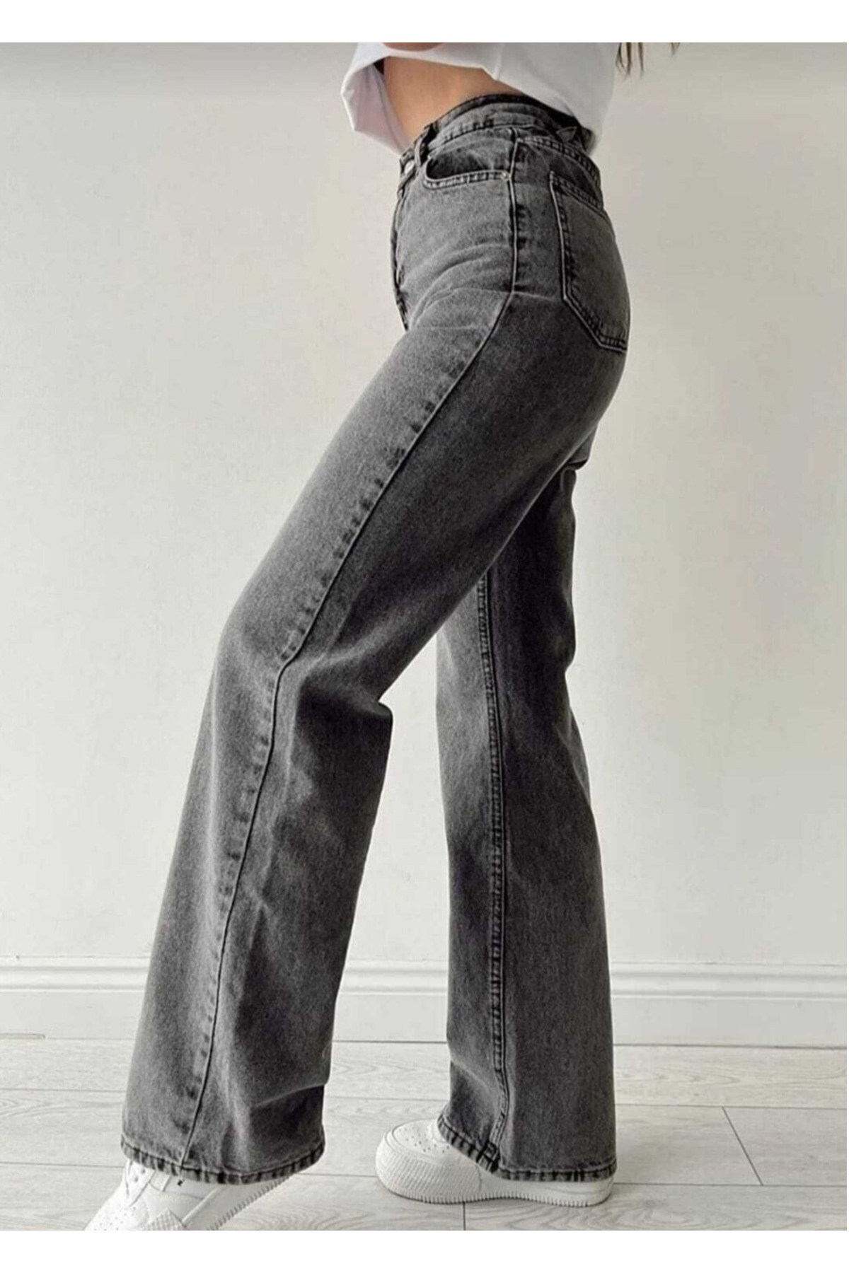 SHEVEGA-Smoked High Waist Loose Wide Leg Loose Palazzo Jean Boyfriend Jeans 3