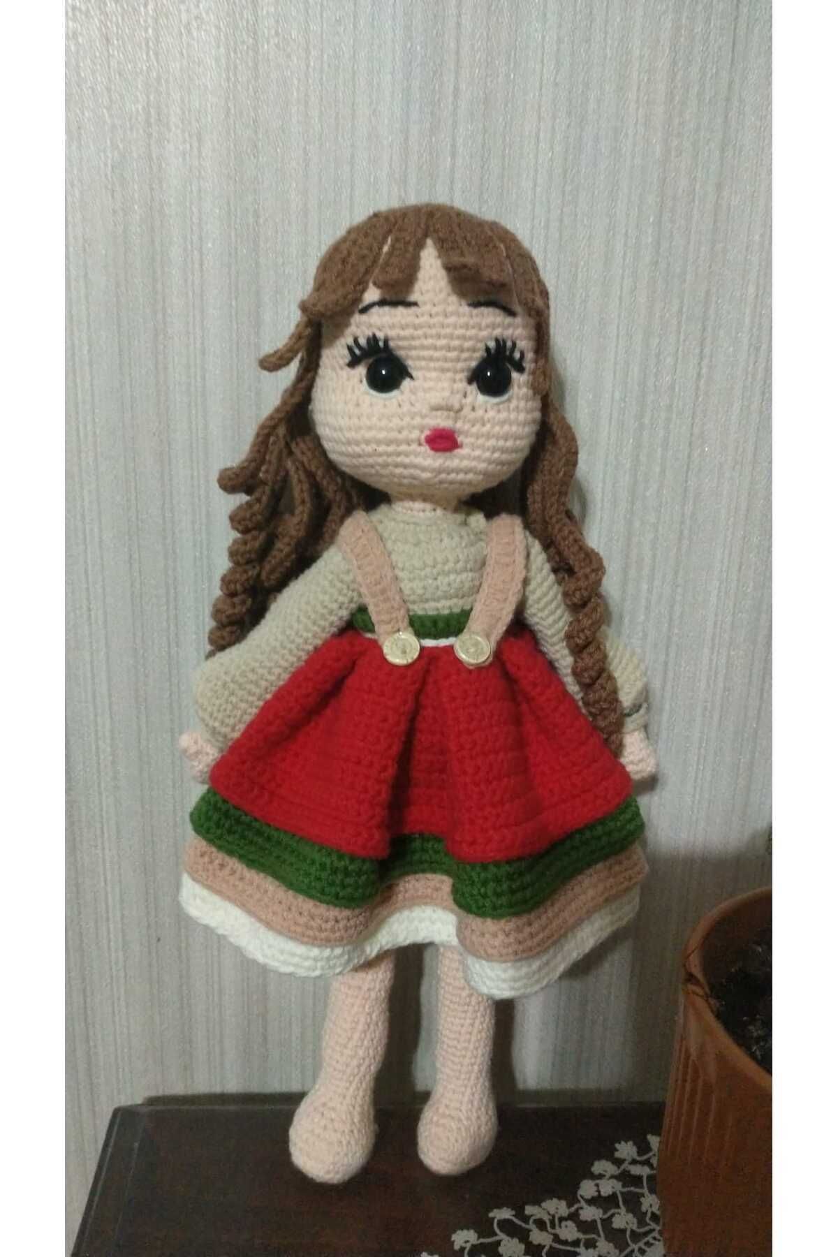 SKOC 35 Cm Amigurumi Bebek Pamuk Ip El Örgüsü Kız Oyuncak - Kıyafetleri Ve Ayakkabısı Çıkarılabilir. M2