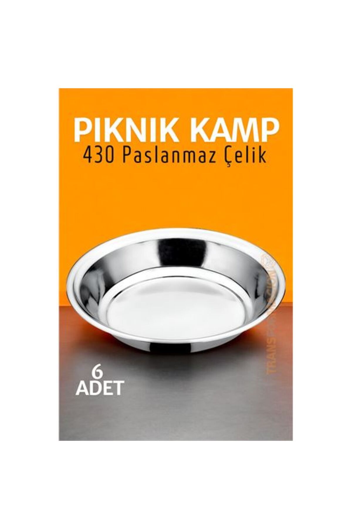 BEŞMİNARE DKTT Paslanmaz Çelik Tabak Seti Kamp Piknik Tabağı 6 ADET
