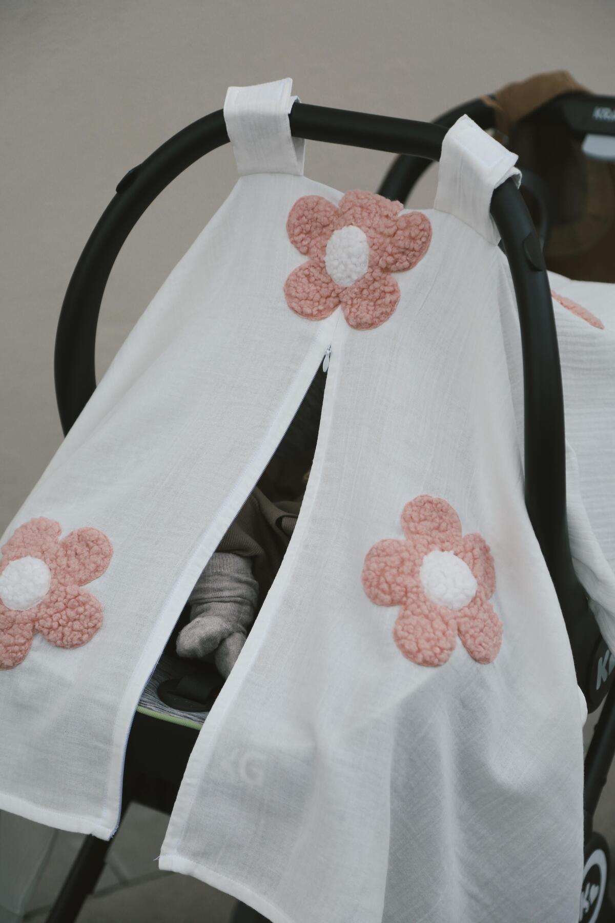 DERY BABY Teddy Pudra Papatya Fermuarlı 2 Kat Müslin Puset Örtüsü fotoğrafı 5 (önizleme)