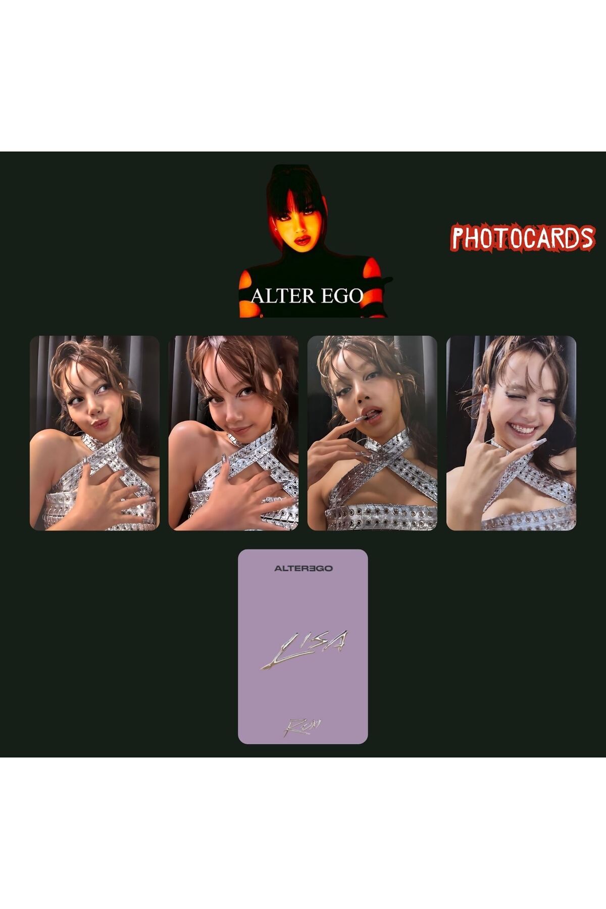 Kpop Dünyasi-Blackpink Lisa'' Alter Ego'' Roxi Photocards Set 1