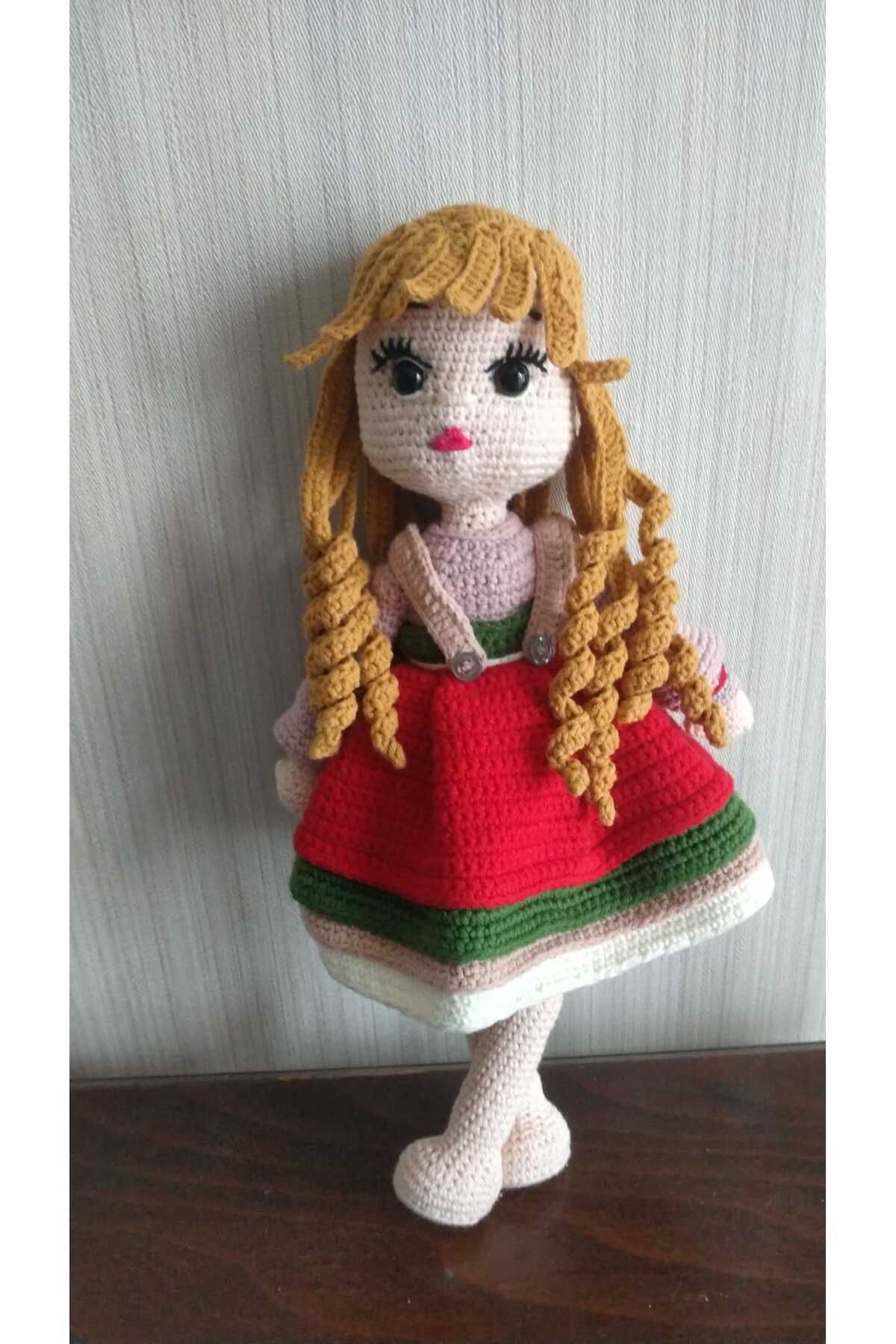 SKOC 35 Cm Amigurumi Bebek Pamuk Ip El Örgüsü Kız Oyuncak - Kıyafetleri Ve Ayakkabısı Çıkarılabilir. M5