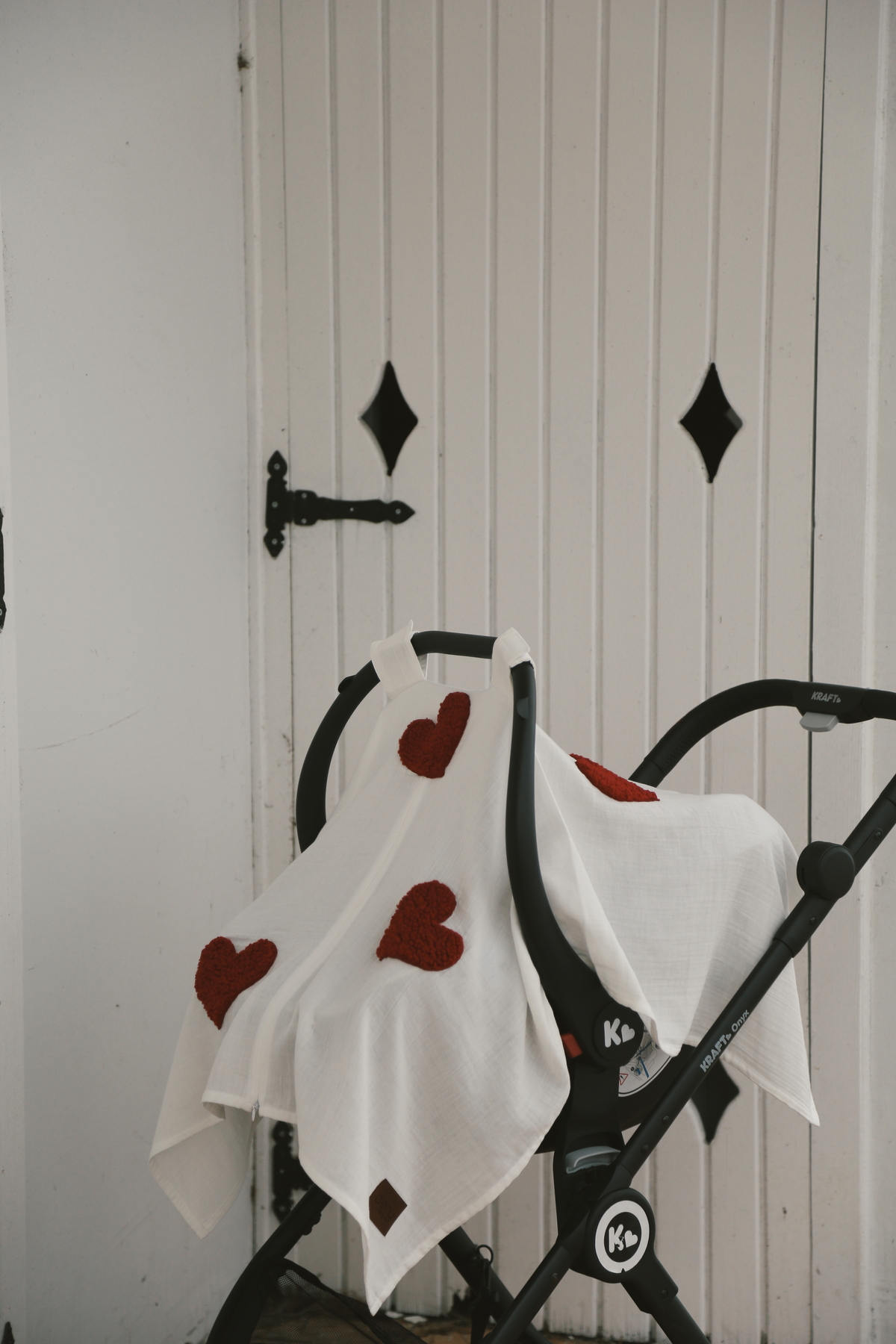 DERY BABY Teddy Kırmızı Kalp Fermuarlı 2 Kat Müslin Puset Örtüsü fotoğrafı 3 (önizleme)