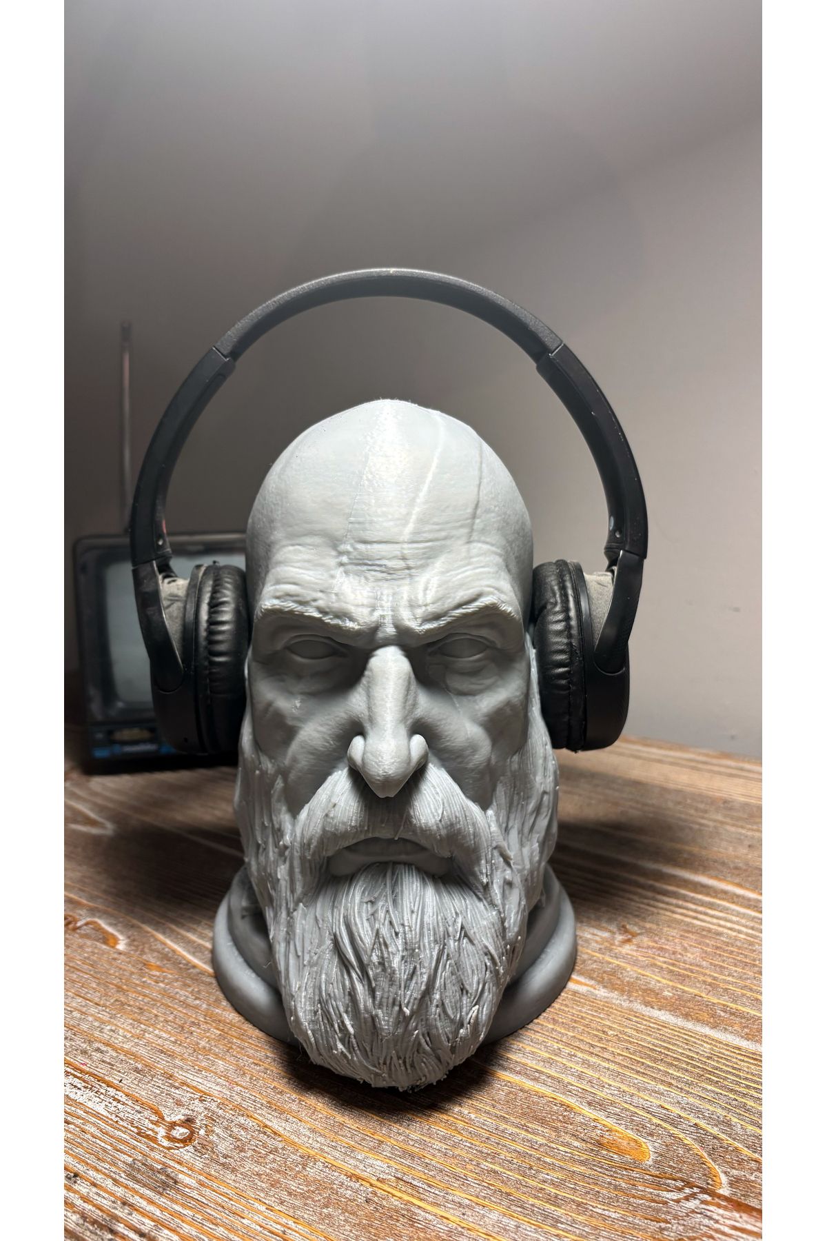 KRATOS Kulaklık Standı - Özel Tasarım Masaüstü Kulaklık Tutacağı/Tutucu - God of War, Gow, 23 cm