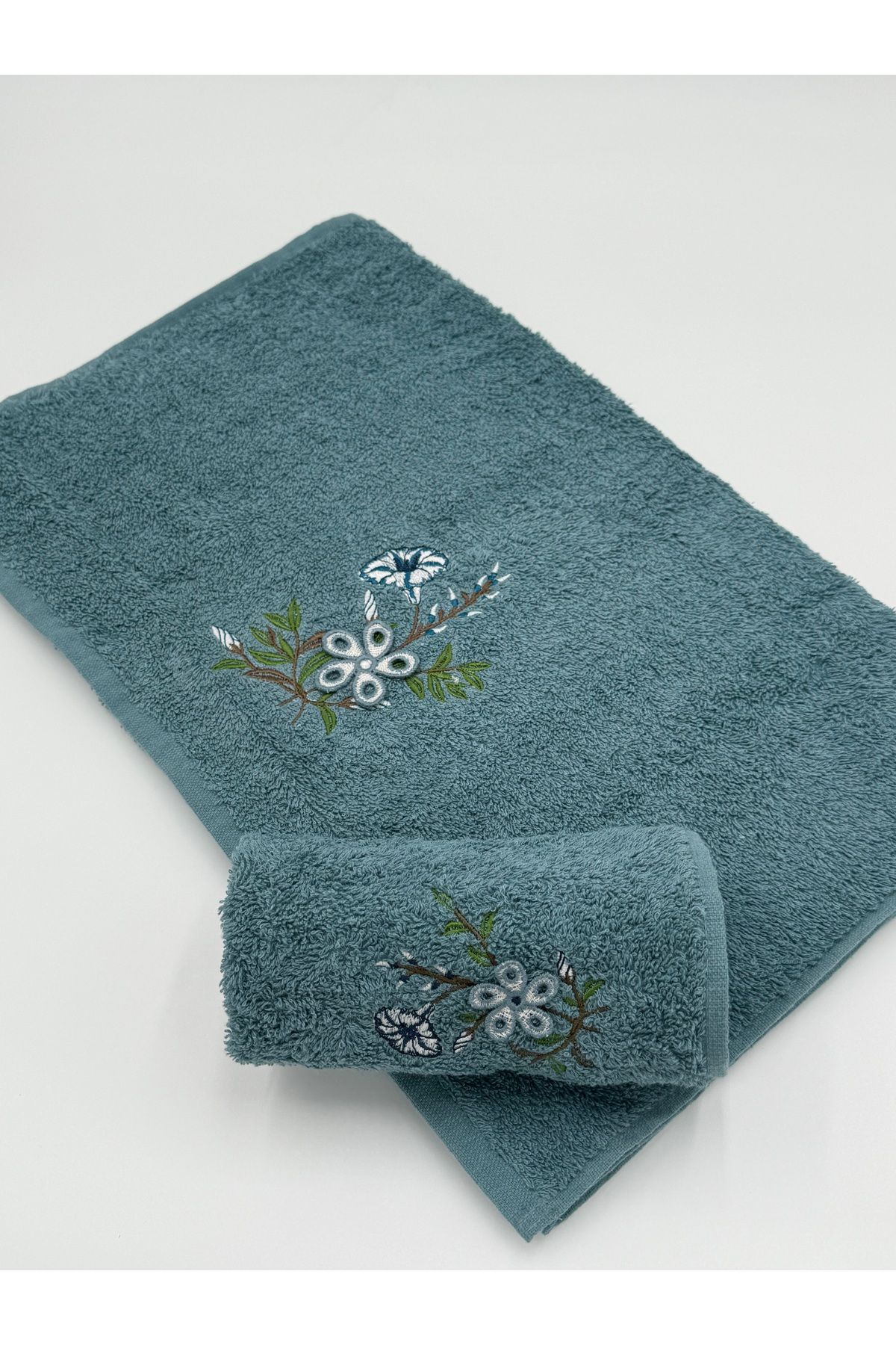 AYHANHOME-3D Embroidered 1 Piece 50X90 Face Towel and 1 Piece 30X50 Kitchen Towel, Dowry & Gift Set 2