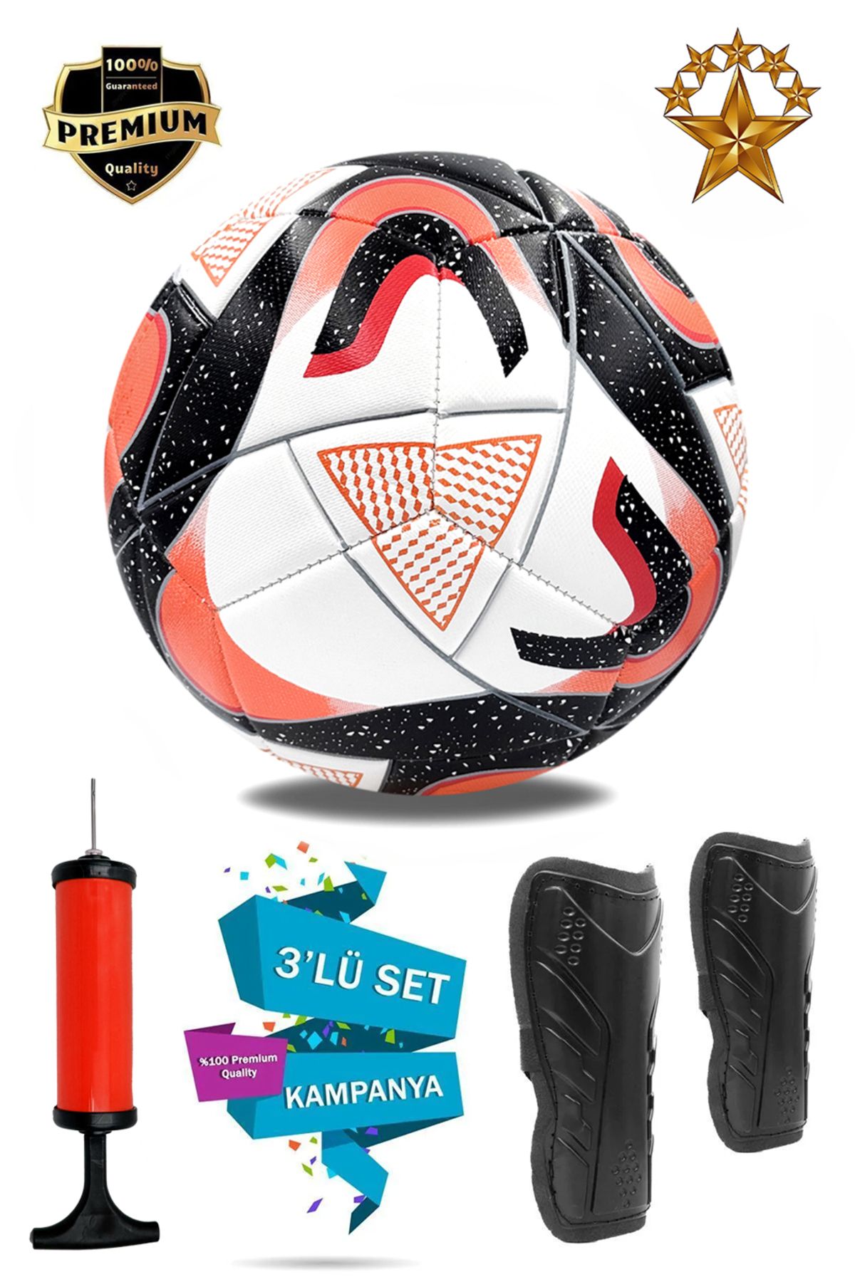 BLACK-Professional Soccer Ball Set of 3 Seamless Soccer Ball Hard Ground Rug Field Soccer Ball 1