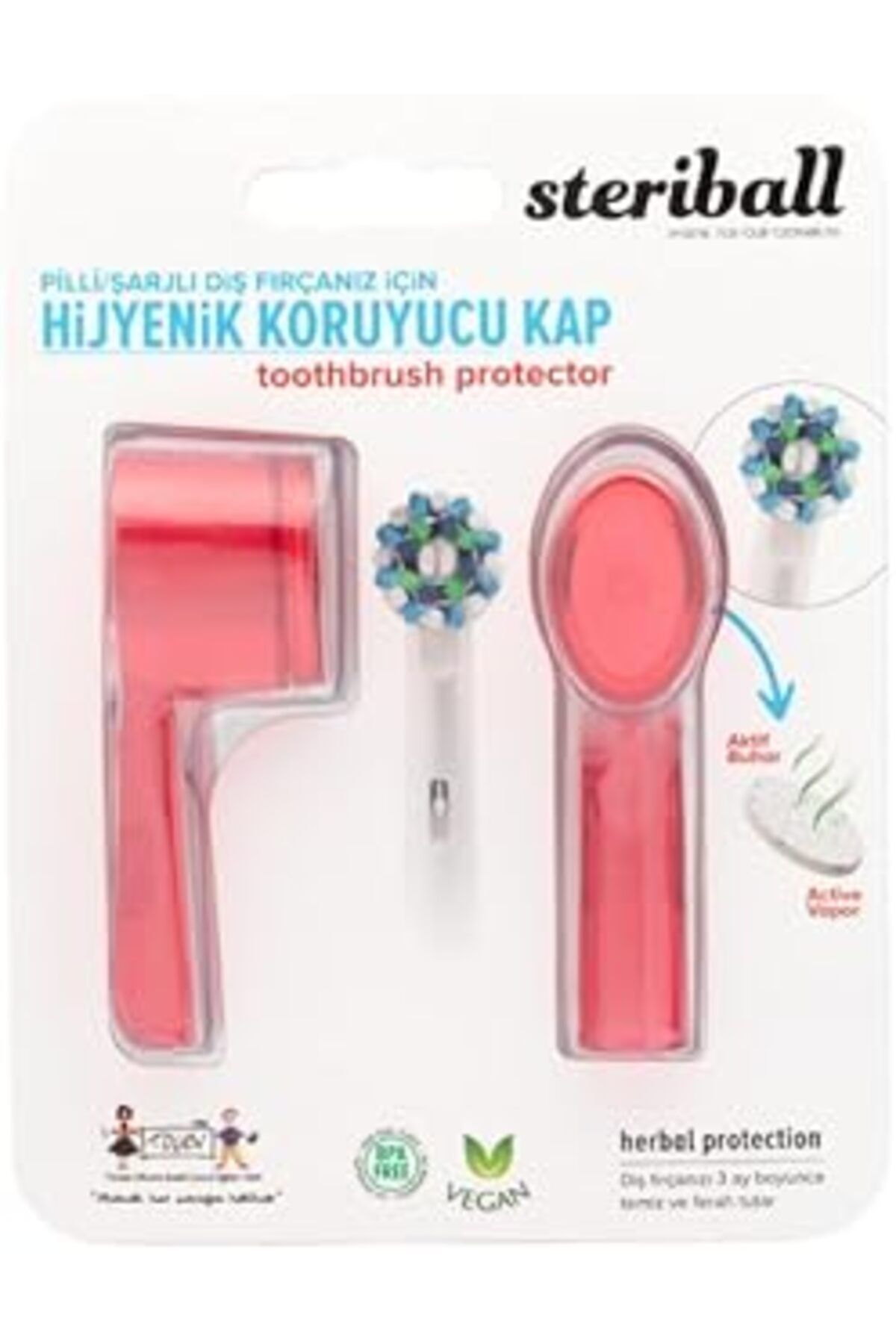 NETWORK ART STERIBALL ŞARJLI VE PİLLİ DİŞ FIRÇALARI İÇİN HİJYENİK DİŞ FIRÇASI KORUMA KABI-2'Lİ KIRMIZI
