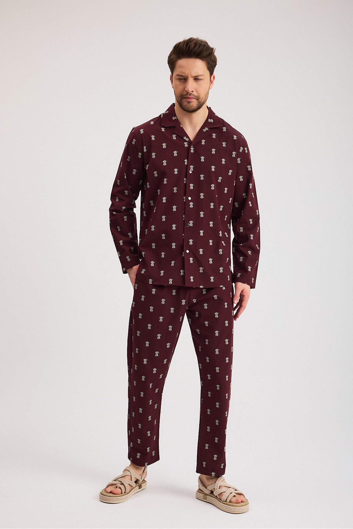 Soho Mood-Men's 100% Cotton Patterned Woven Premium Trousers - Woven Pajamas - Home Wear 3