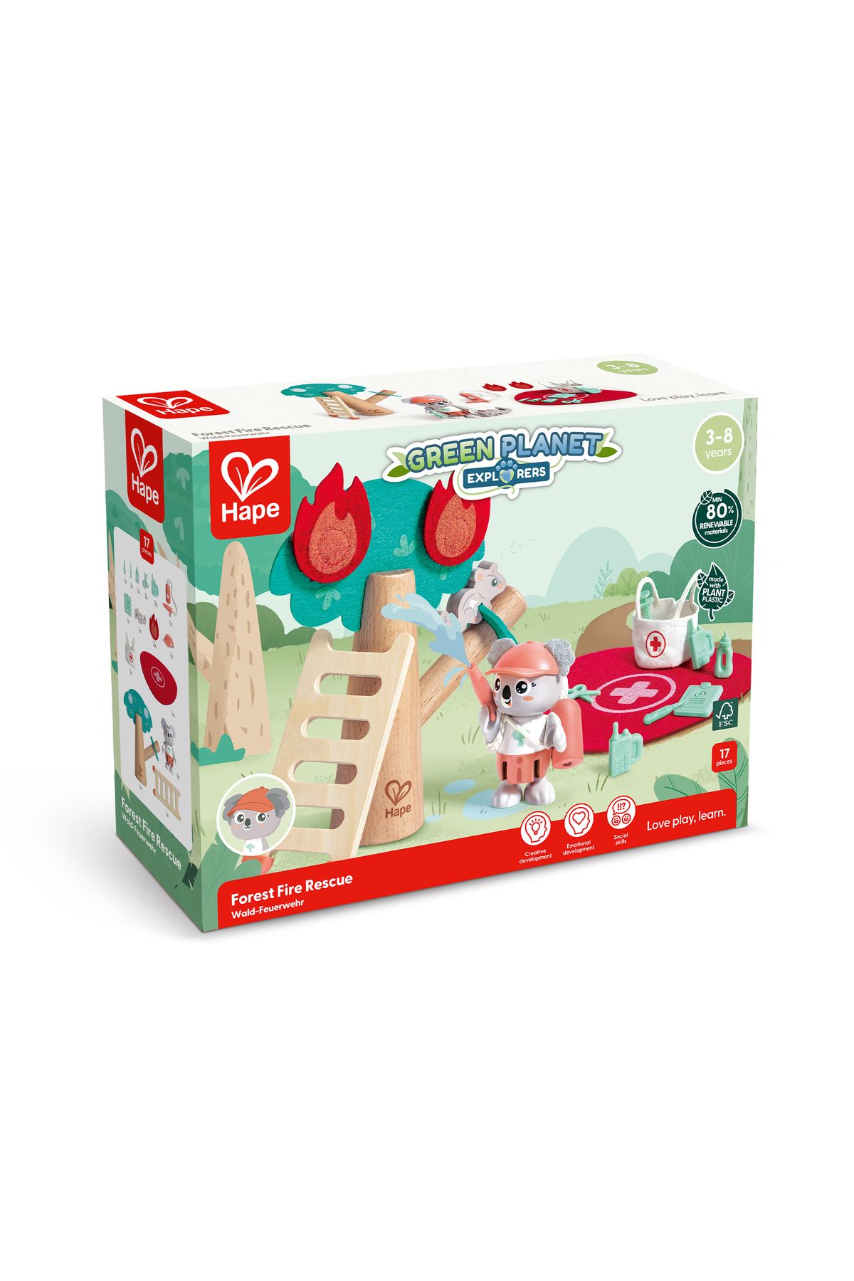 Hape-Jucarie din lemn- Set de joaca pompieri forestieri (17 piese) 3