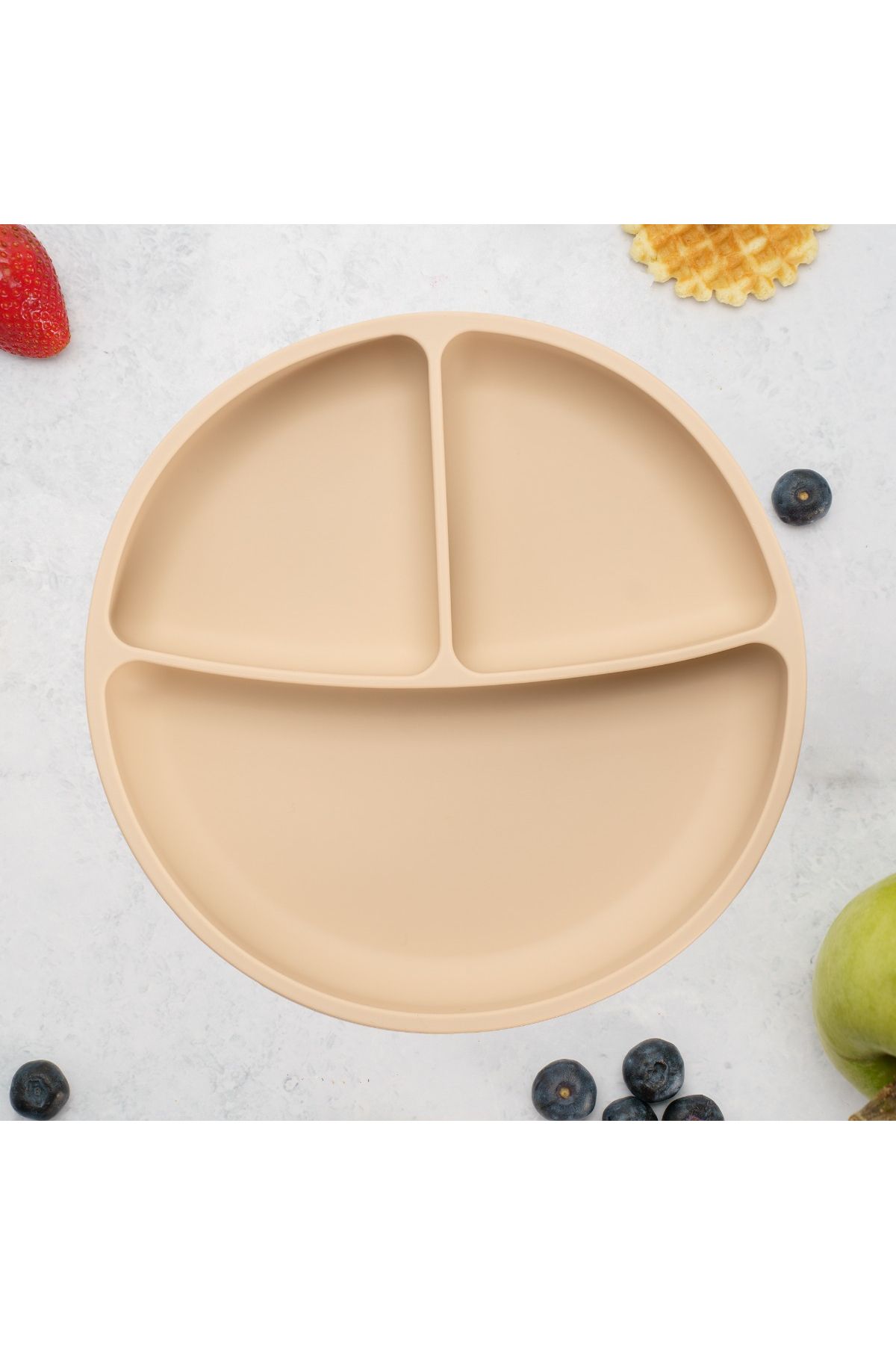 APPEKIDS Farfurie Compartimentata Din Silicon Cu Ventuza, - Bubble Beige - One Size