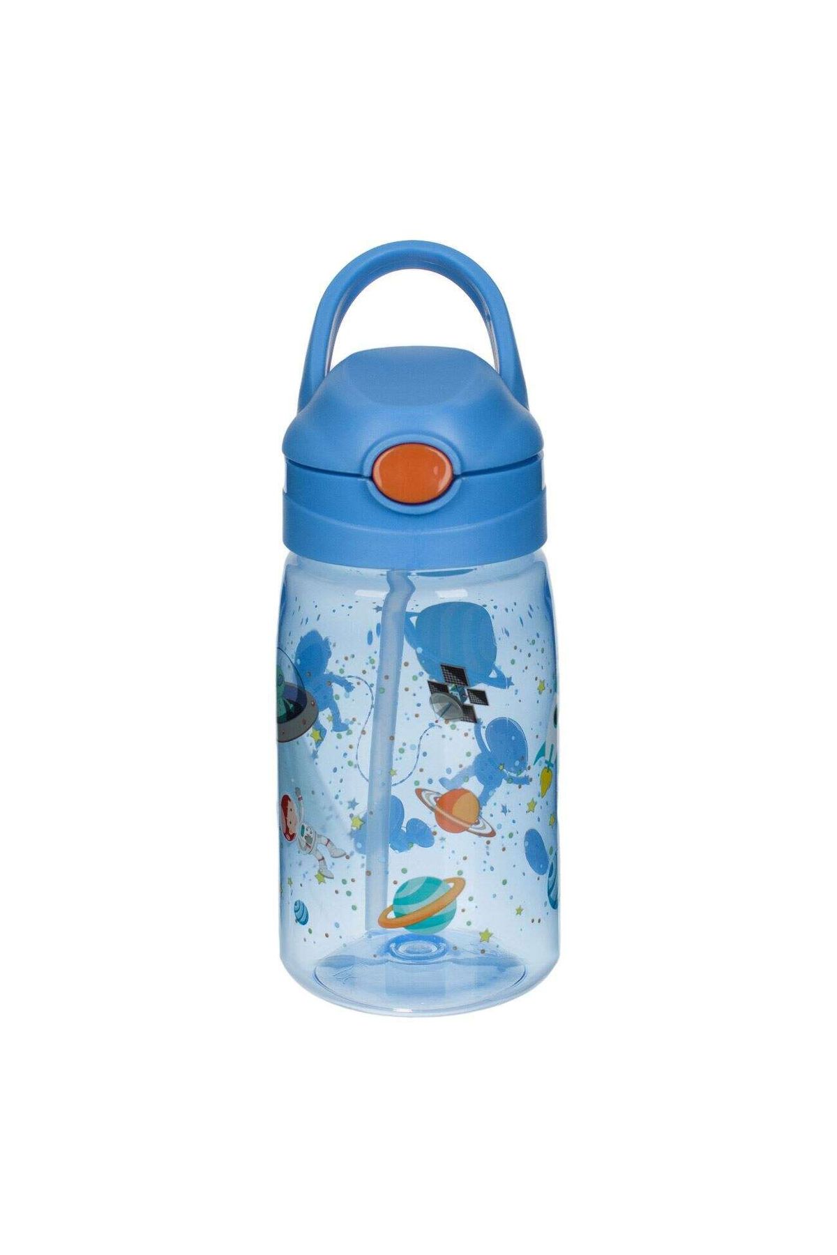 Micostore-Sticla de apa copii, bidon cu pai si maner, 430 ml, Spatiul Cosmic, Pop Up, scoala si gradinita 2