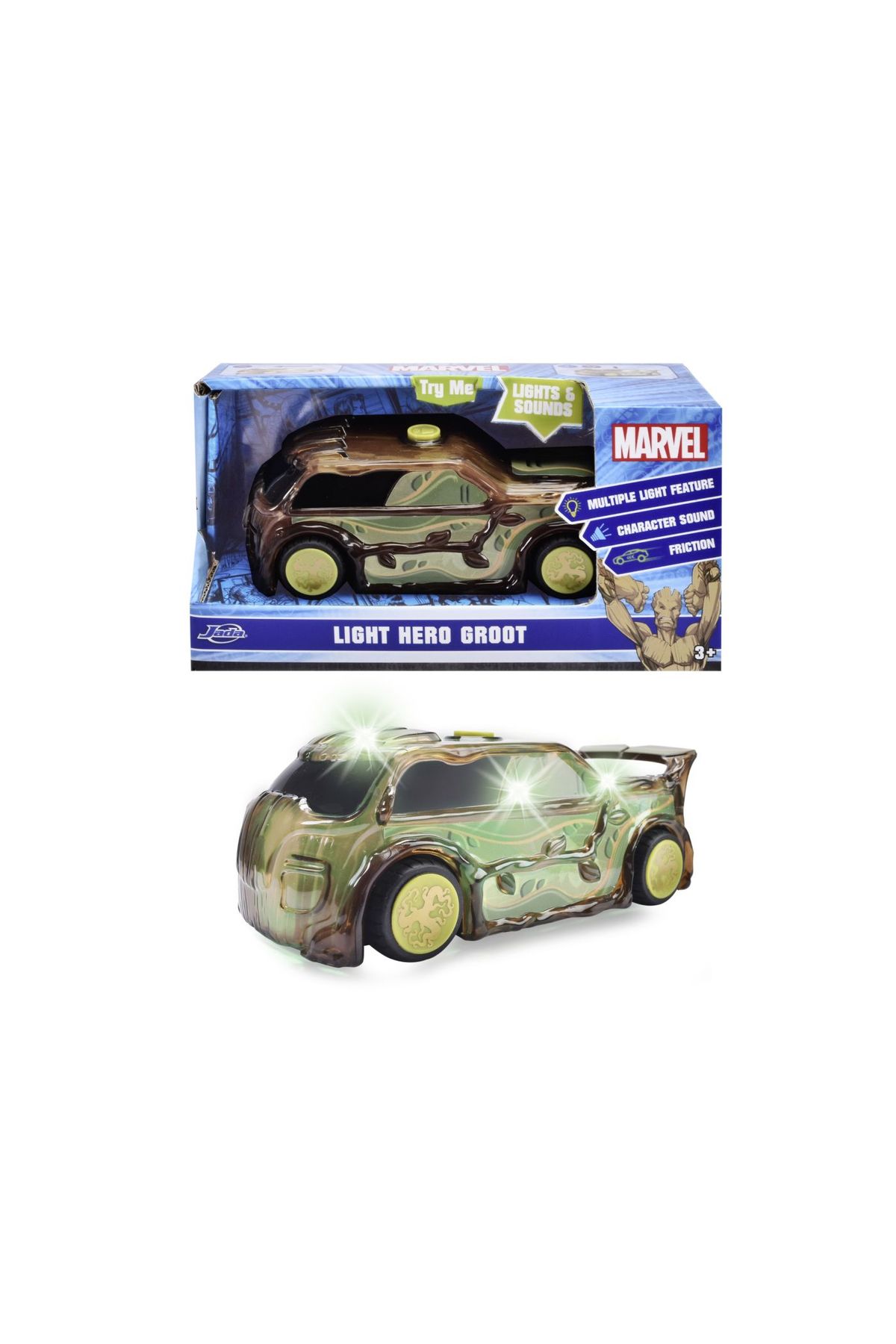Simba Jada Marvel Masinuta Light Hero Groot Cu Sunete Si Lumini Scara 1:32 - One Size