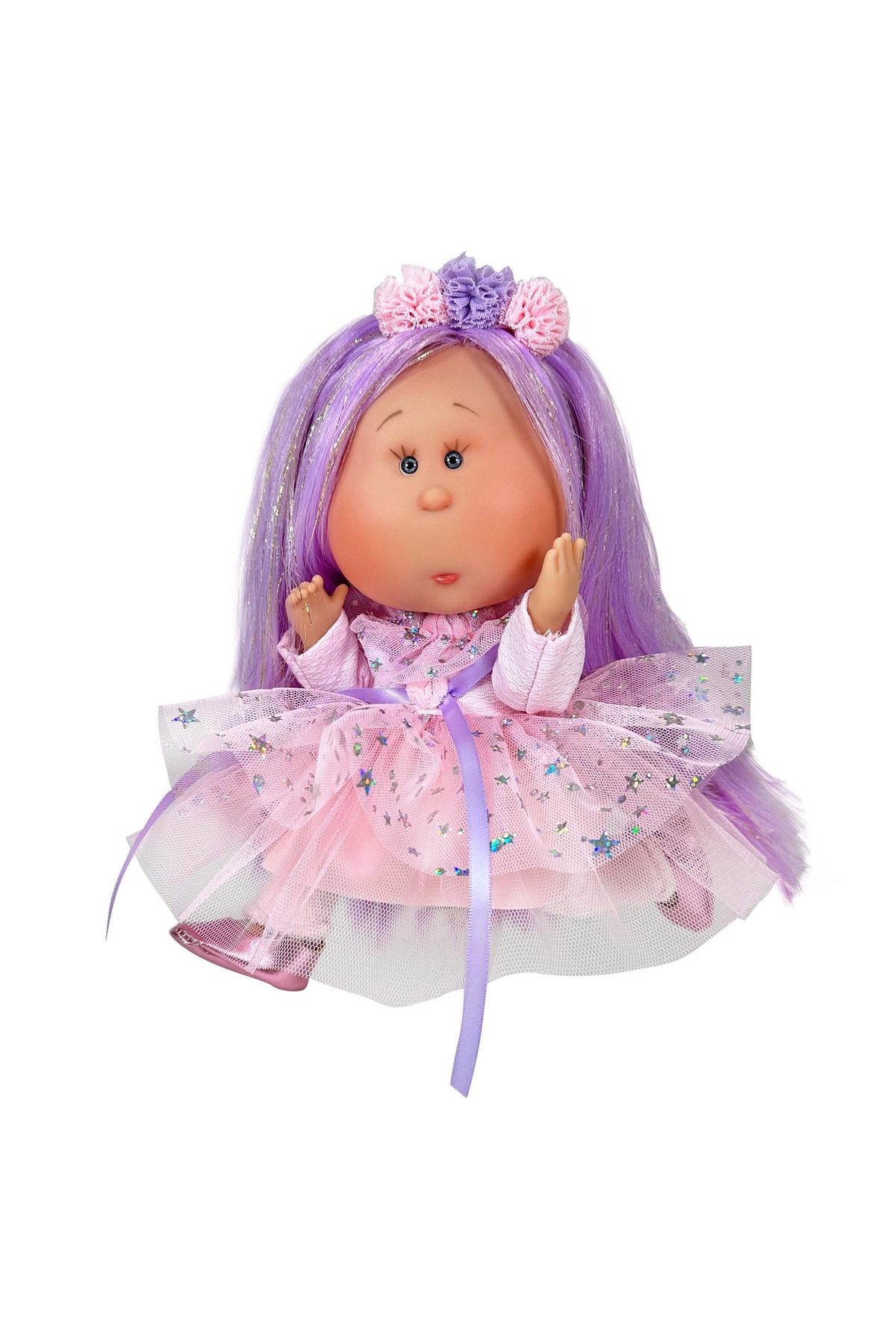 OEM-Papusa Nines D'Onil, Mia, cu parul mov, cu sclipici, cu articulatii, cu miros de vanilie, 30 cm 3
