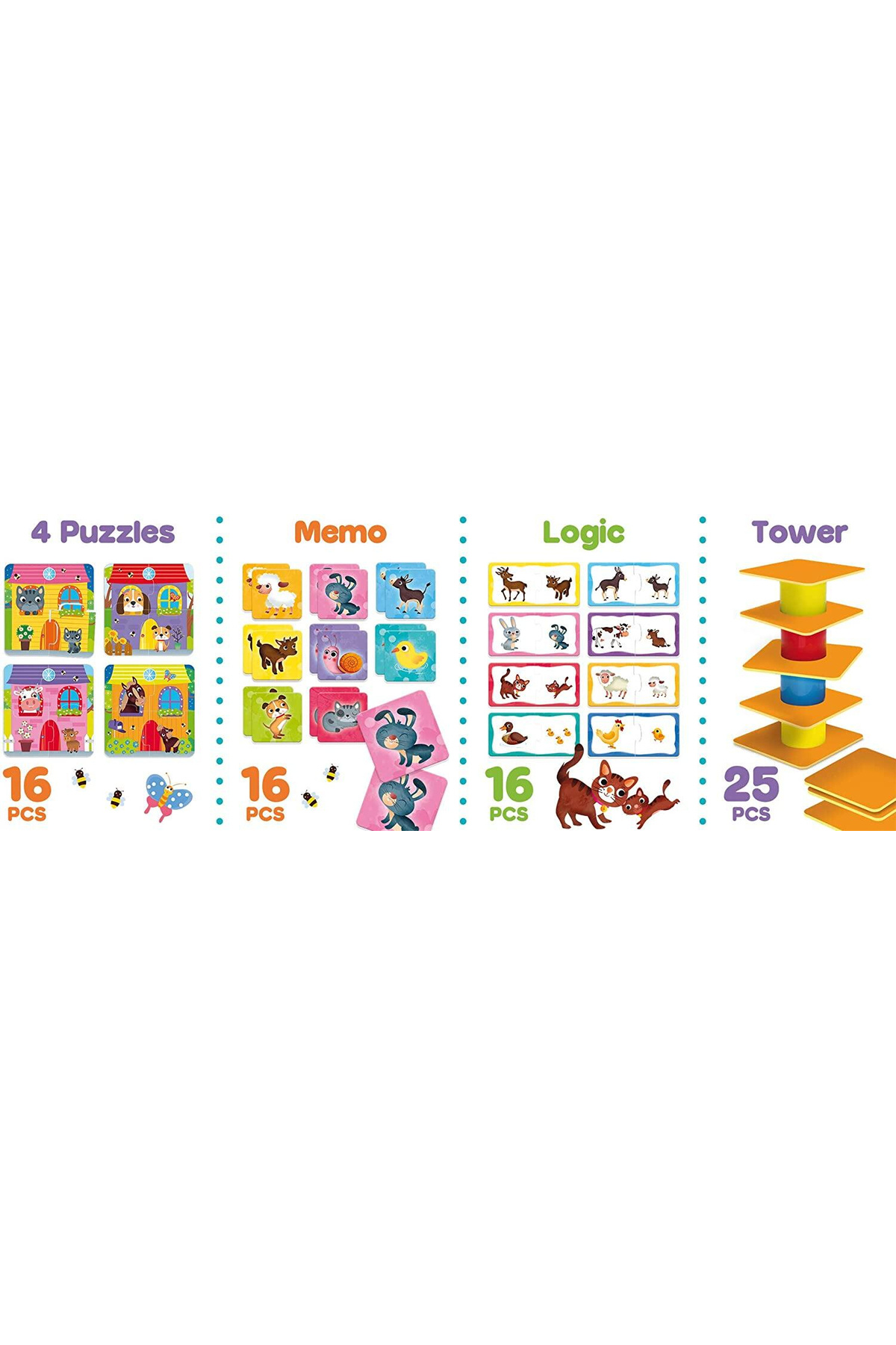 Lisciani-4 In 1 Logic Game - Playful Animals 2